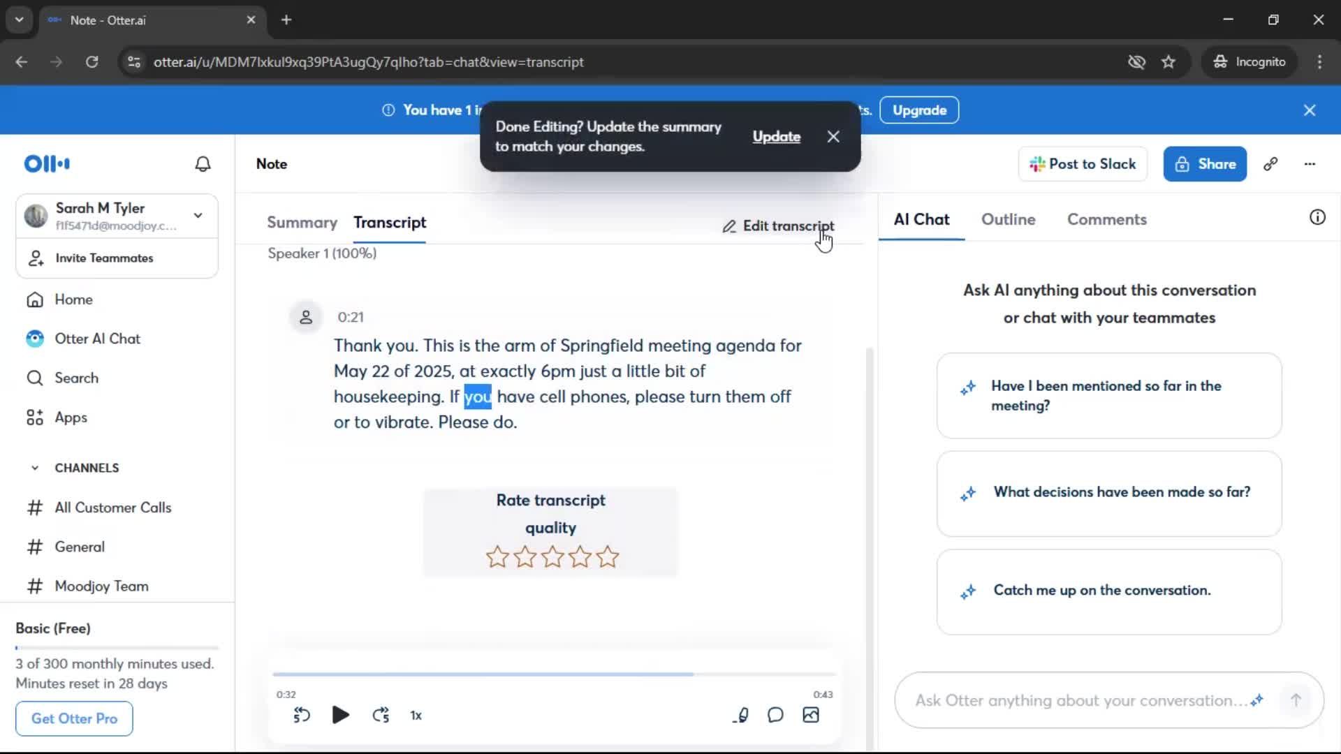 Recording a conversation screenshot