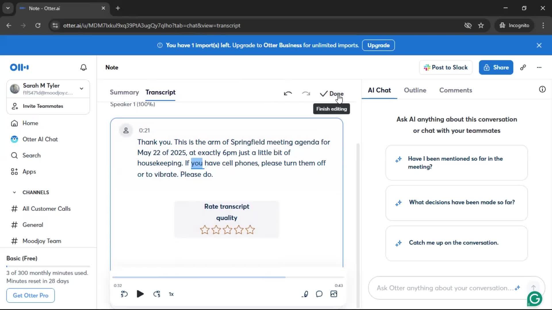 Recording a conversation screenshot