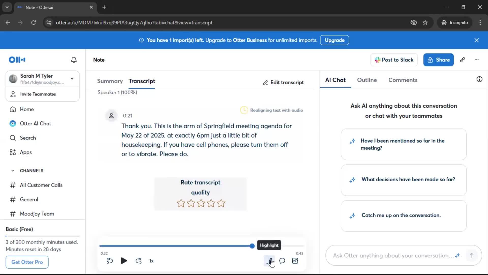 Recording a conversation screenshot