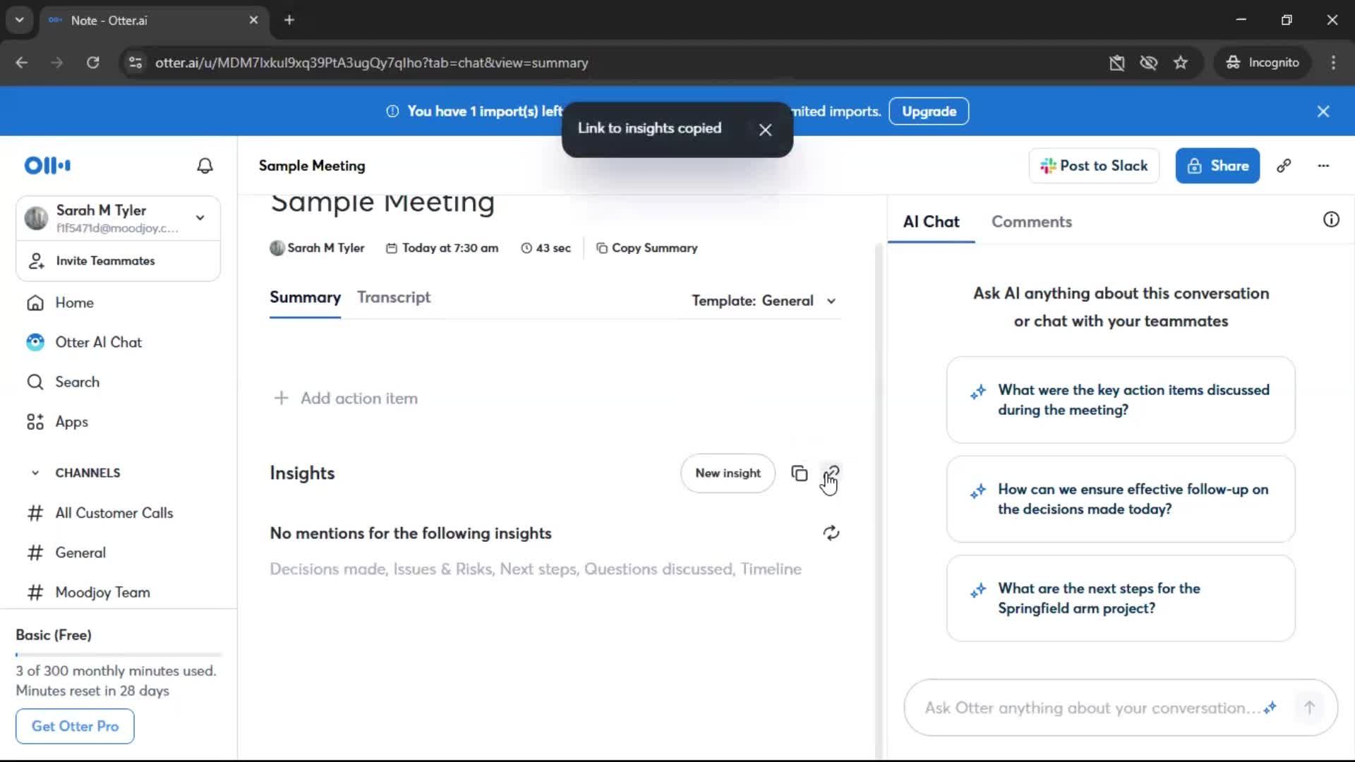 Recording a conversation screenshot