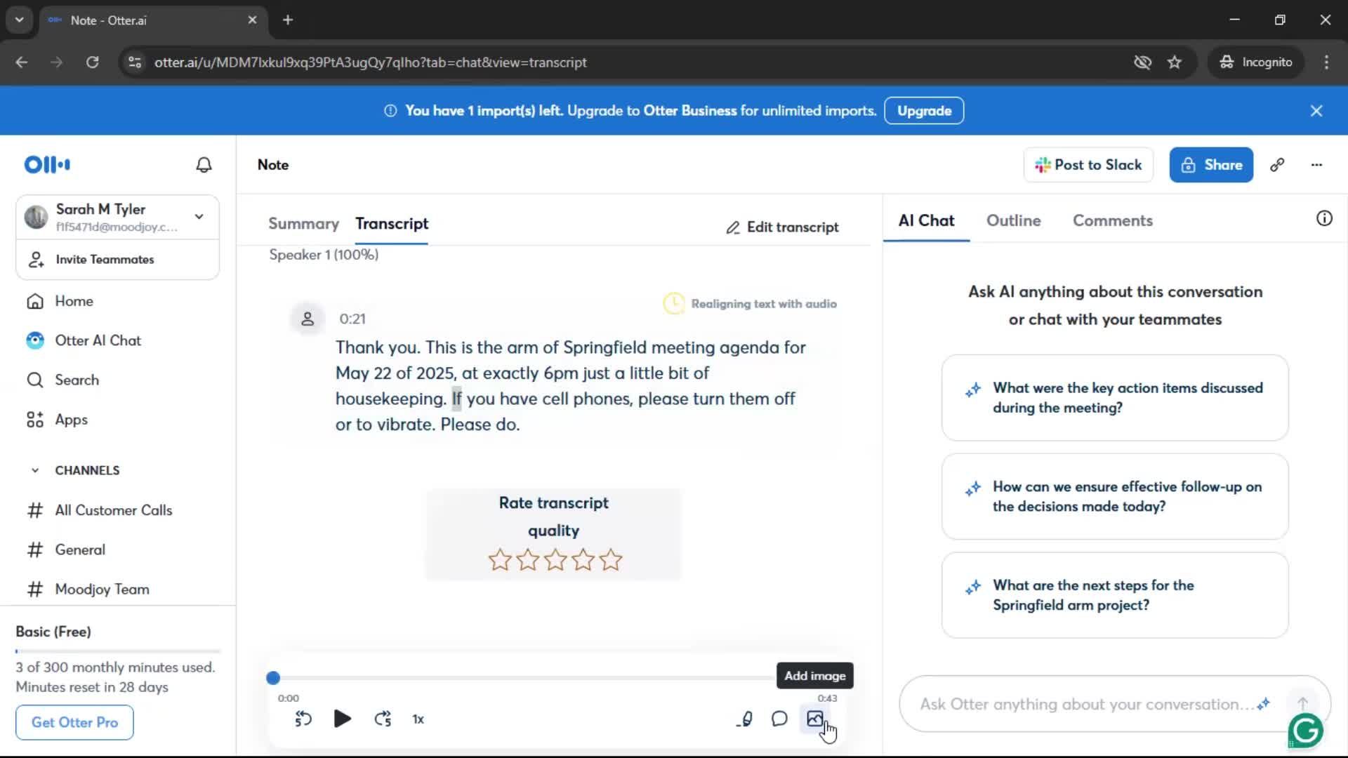 Recording a conversation screenshot