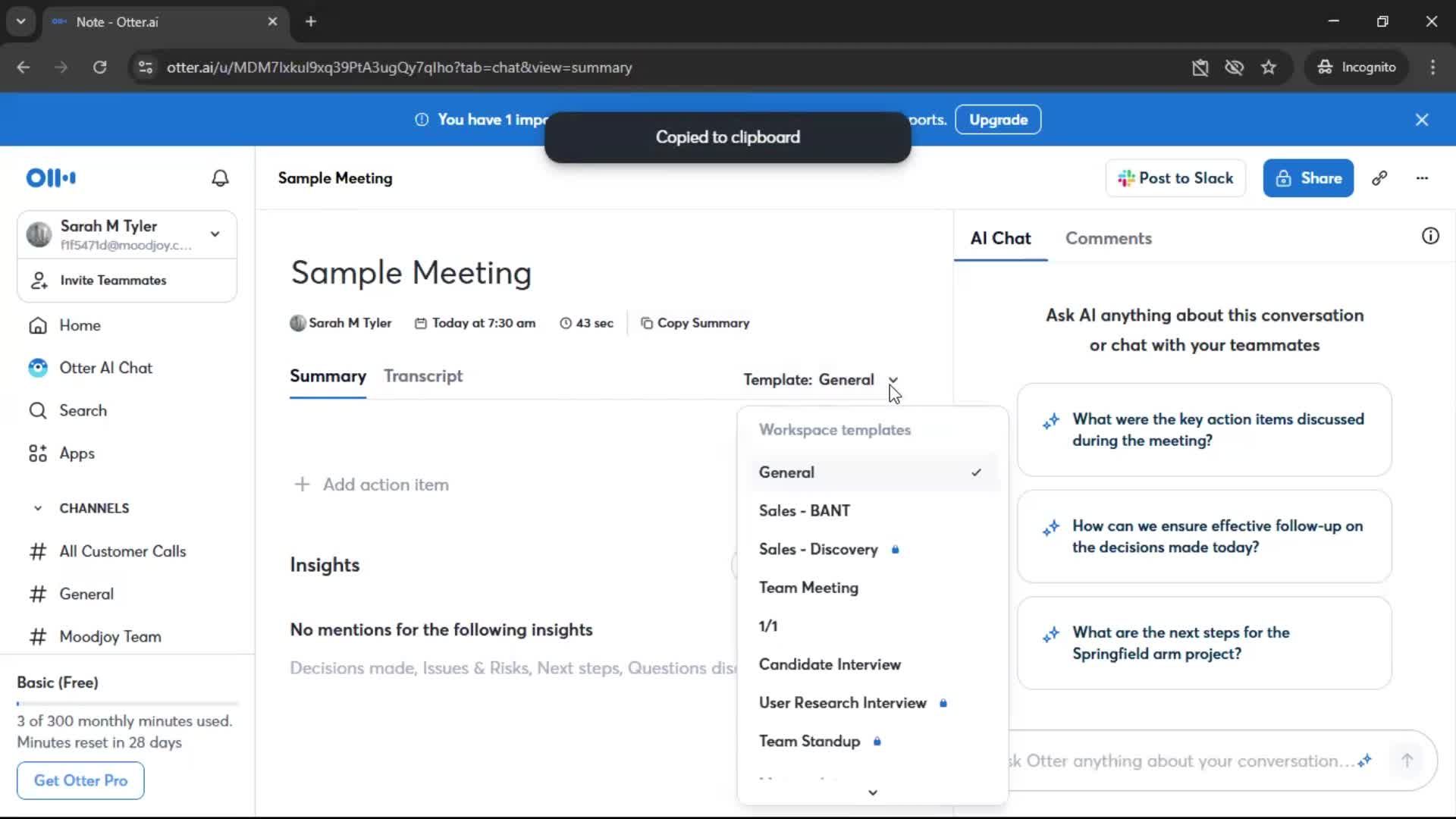 Recording a conversation screenshot