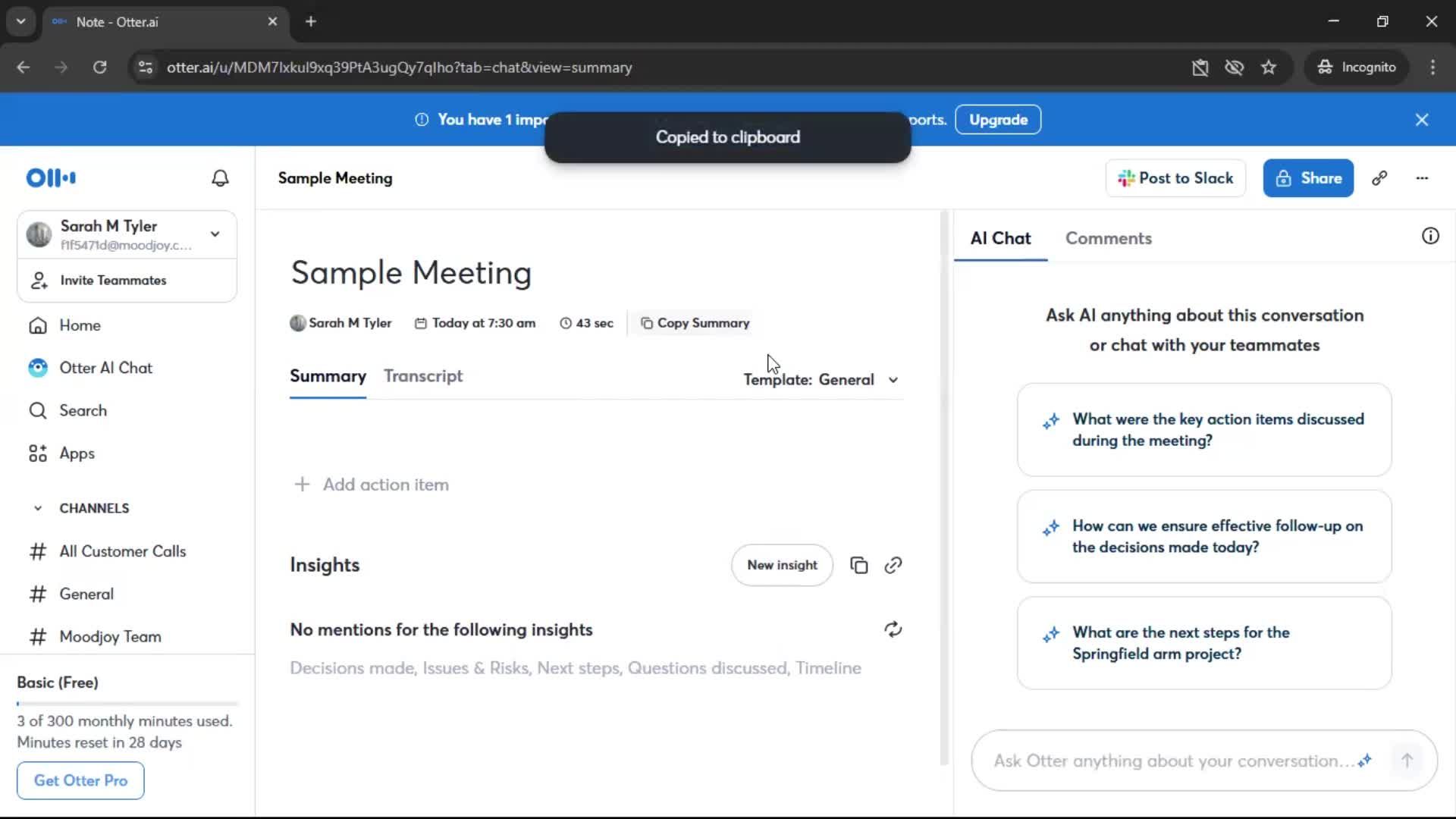 Recording a conversation screenshot