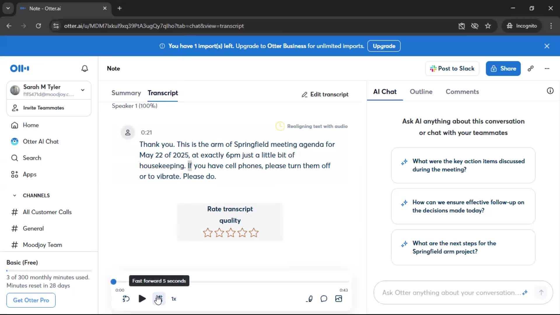 Recording a conversation screenshot