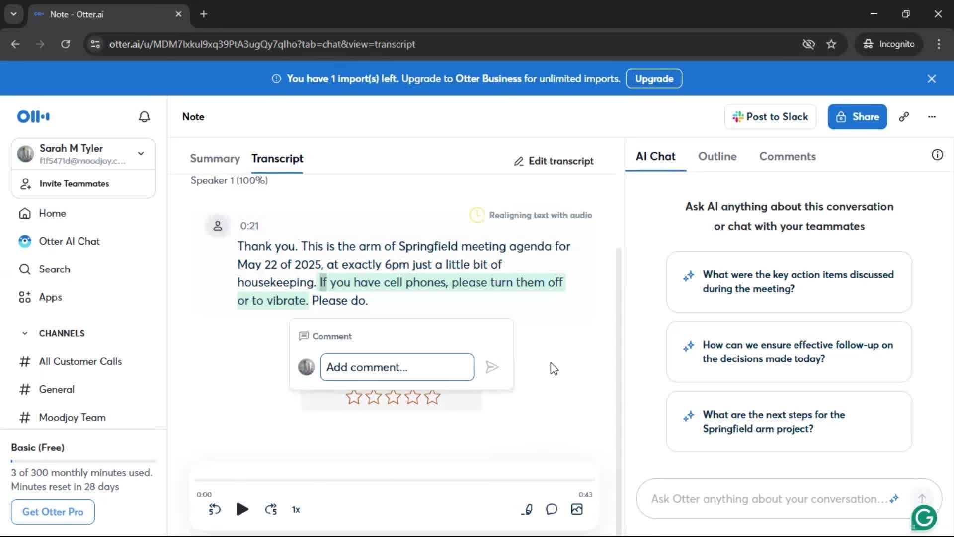 Recording a conversation screenshot