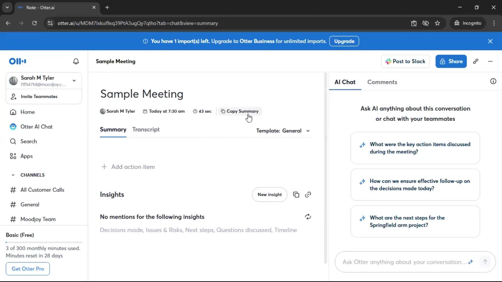 Recording a conversation screenshot