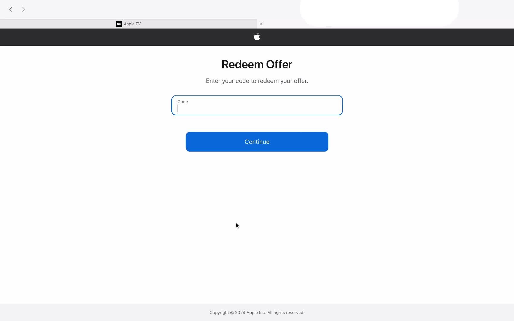 Redeeming a promo code screenshot