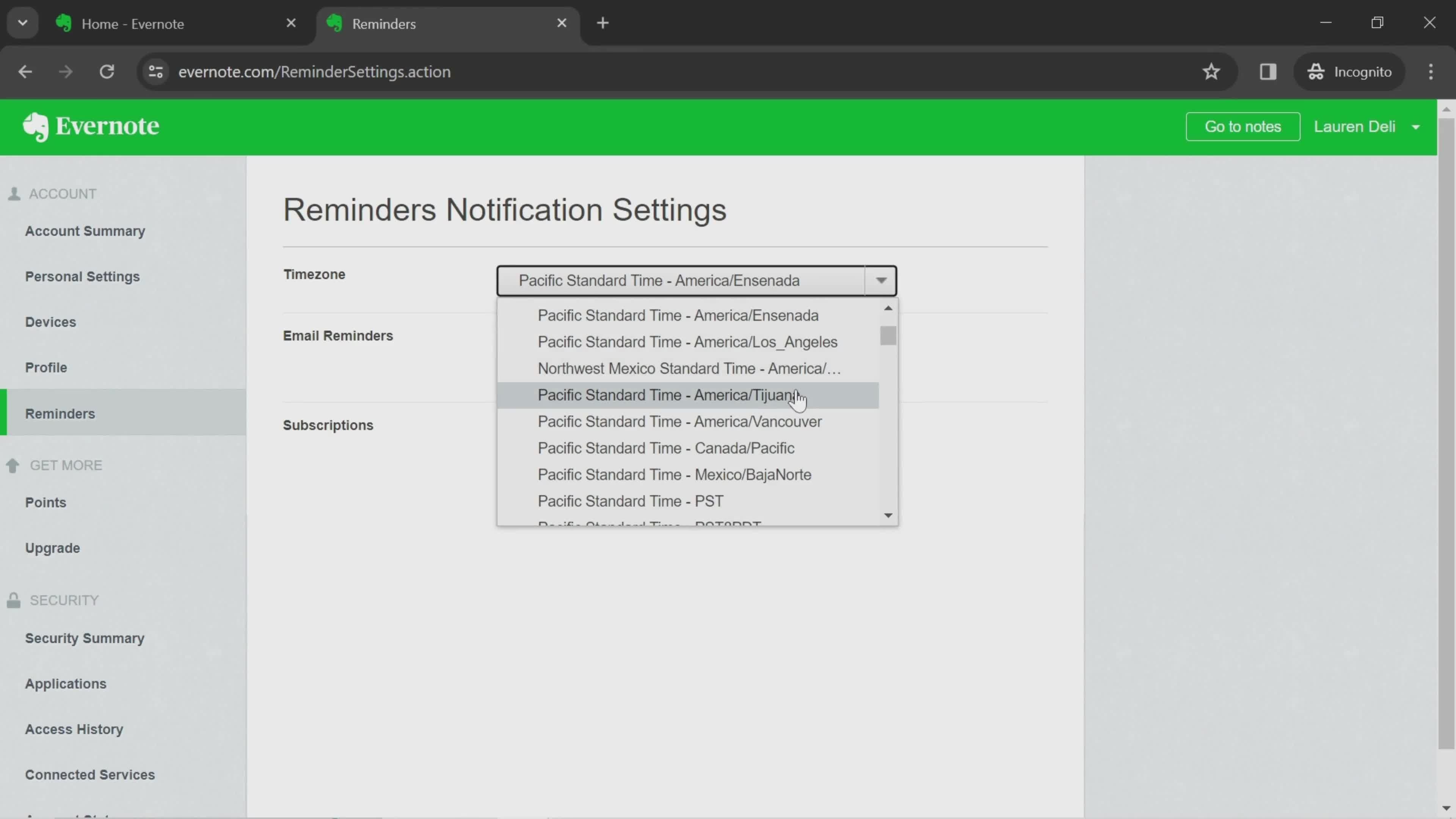 Notification settings on Evernote video thumbnail