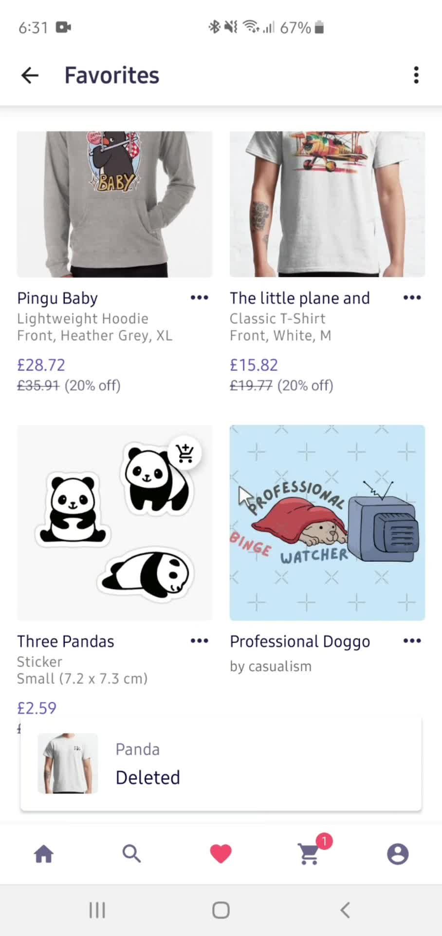 Removing favorites screenshot