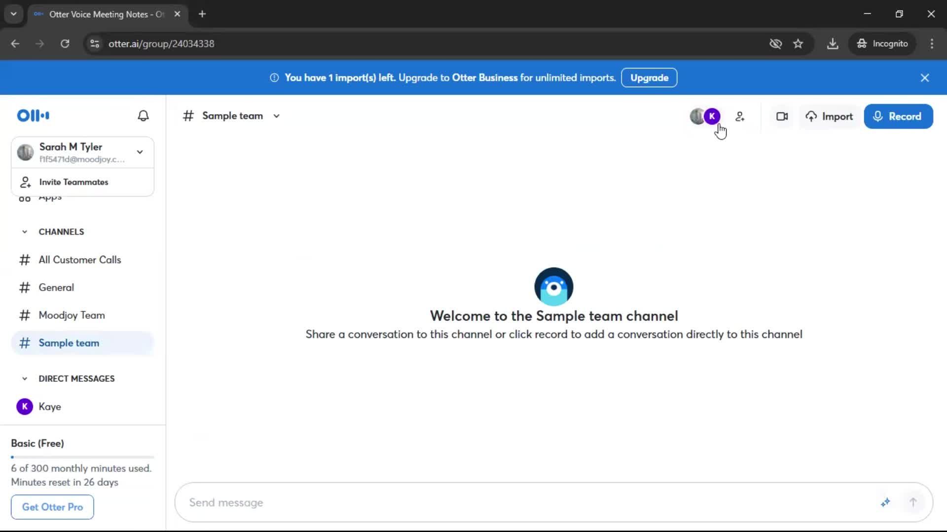 Removing a member screenshot