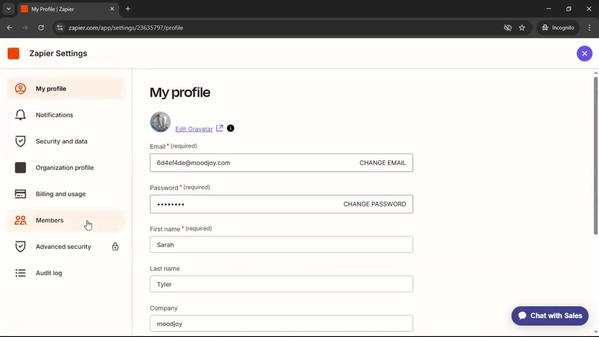 Removing a member screenshot