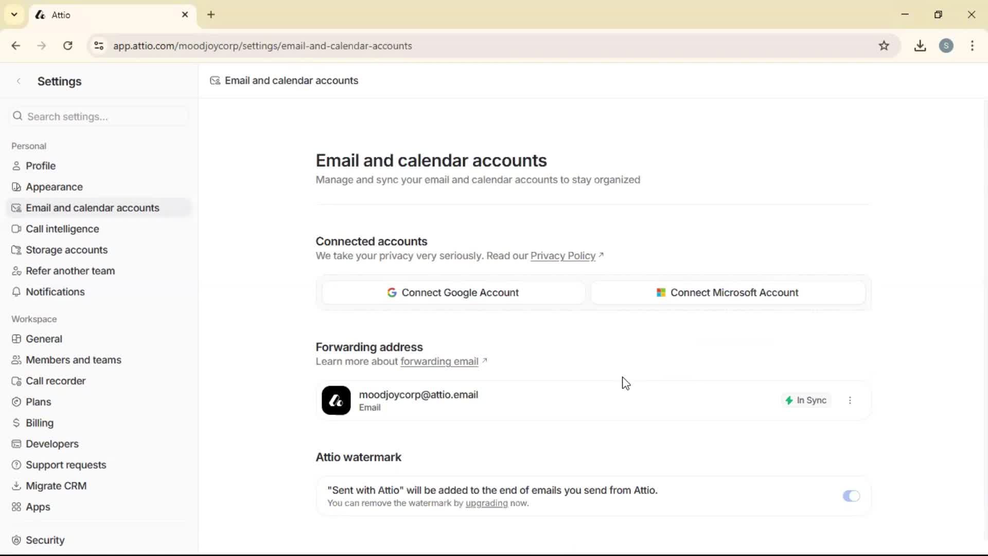 Disconnecting integrations screenshot