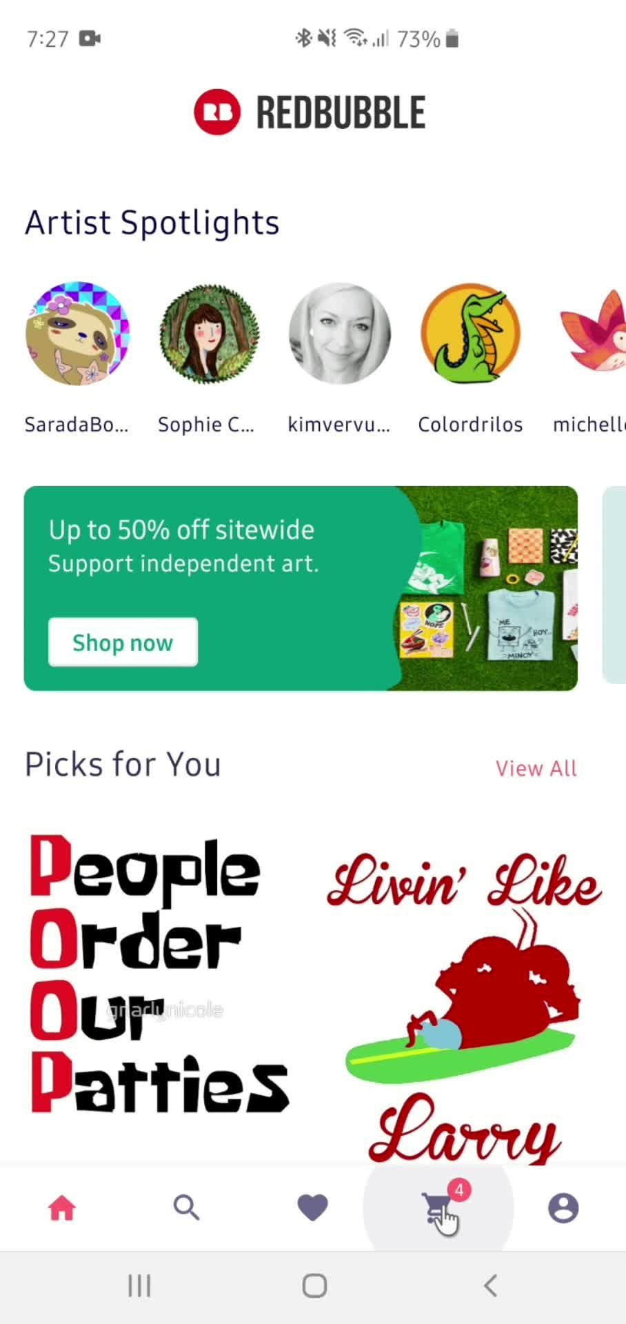 Removing items from cart screenshot