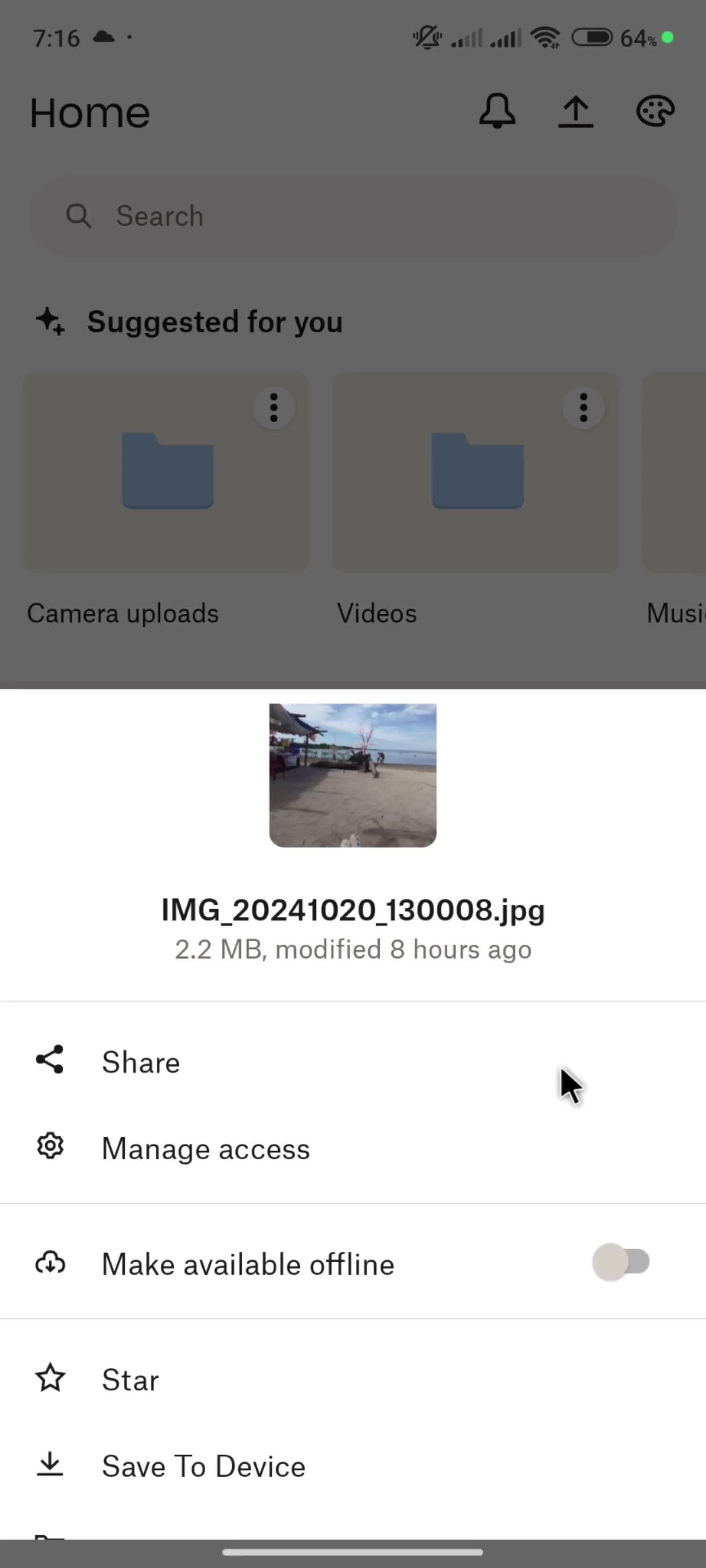 Renaming a file screenshot