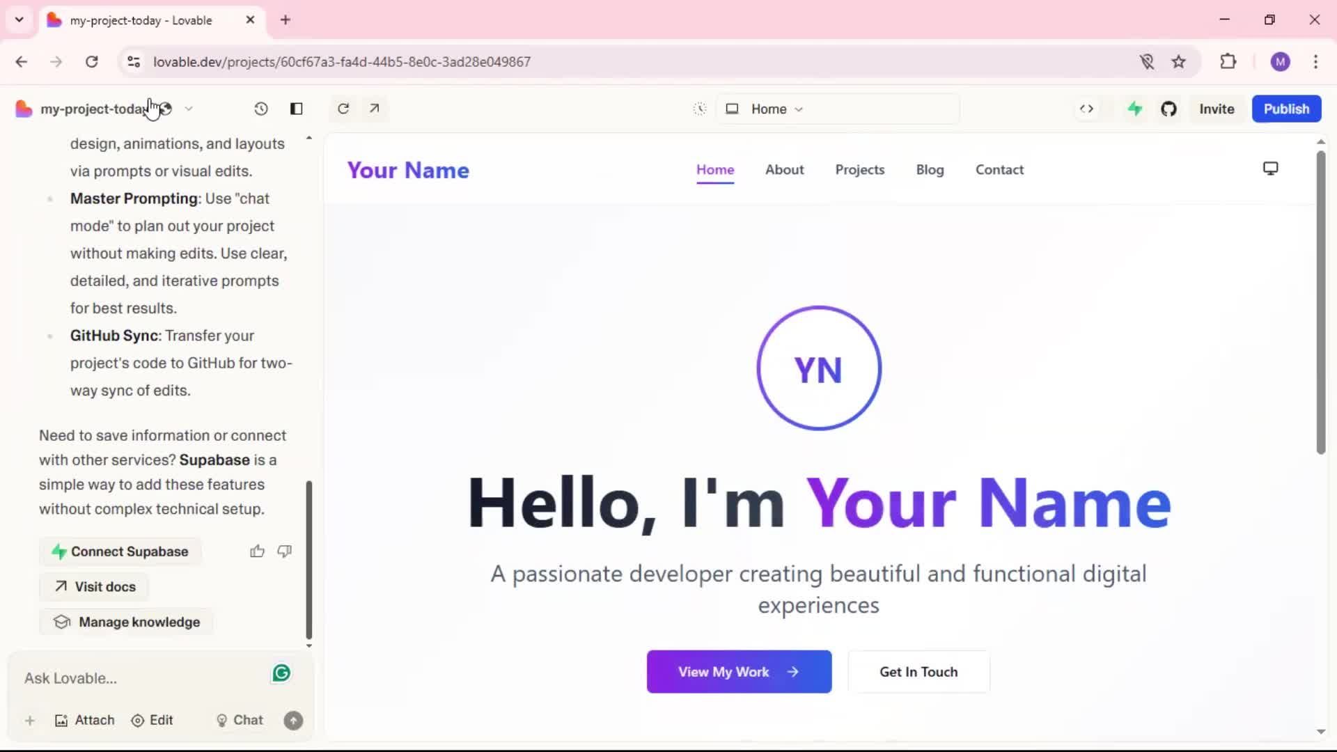 Renaming a project screenshot