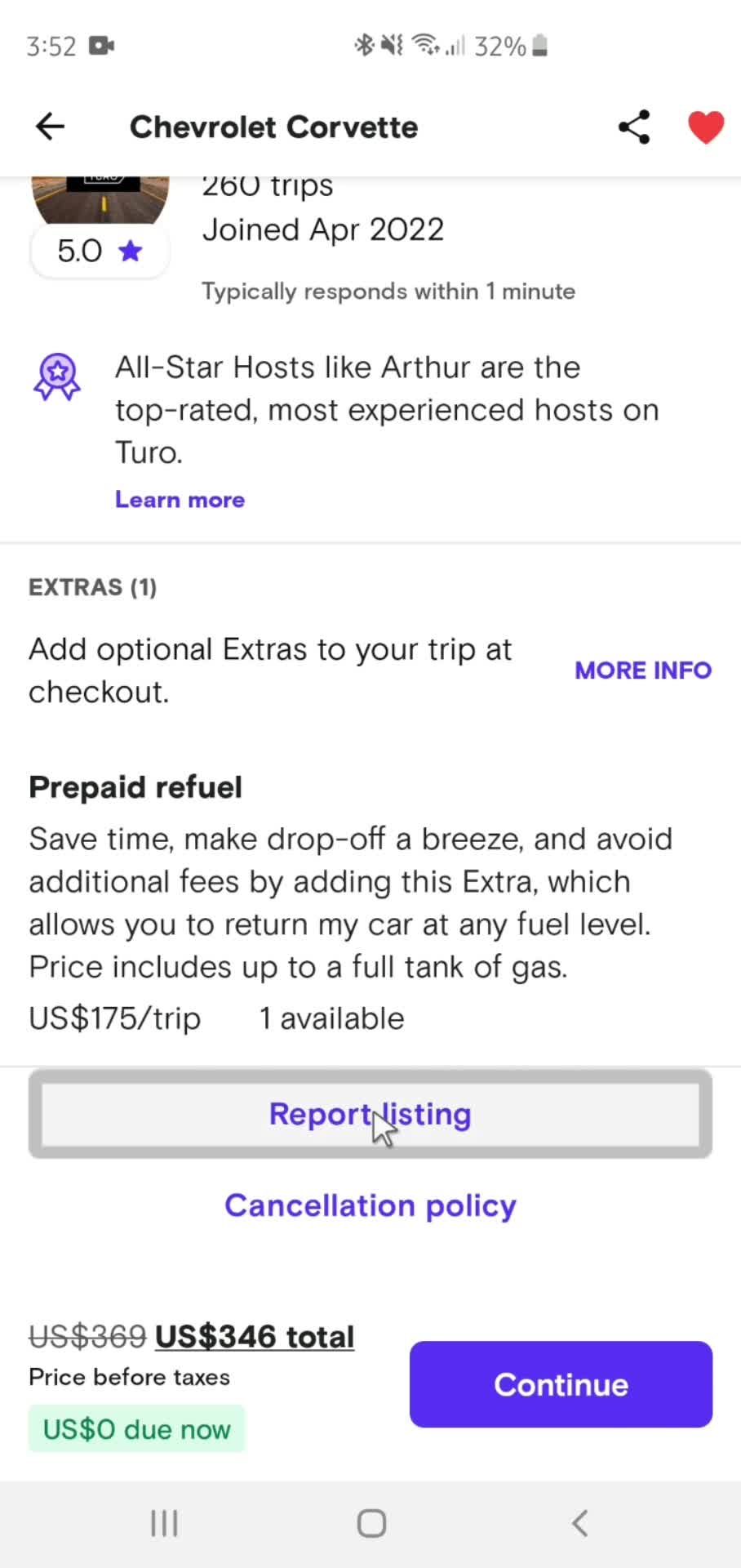 Reporting a listing on Turo video thumbnail