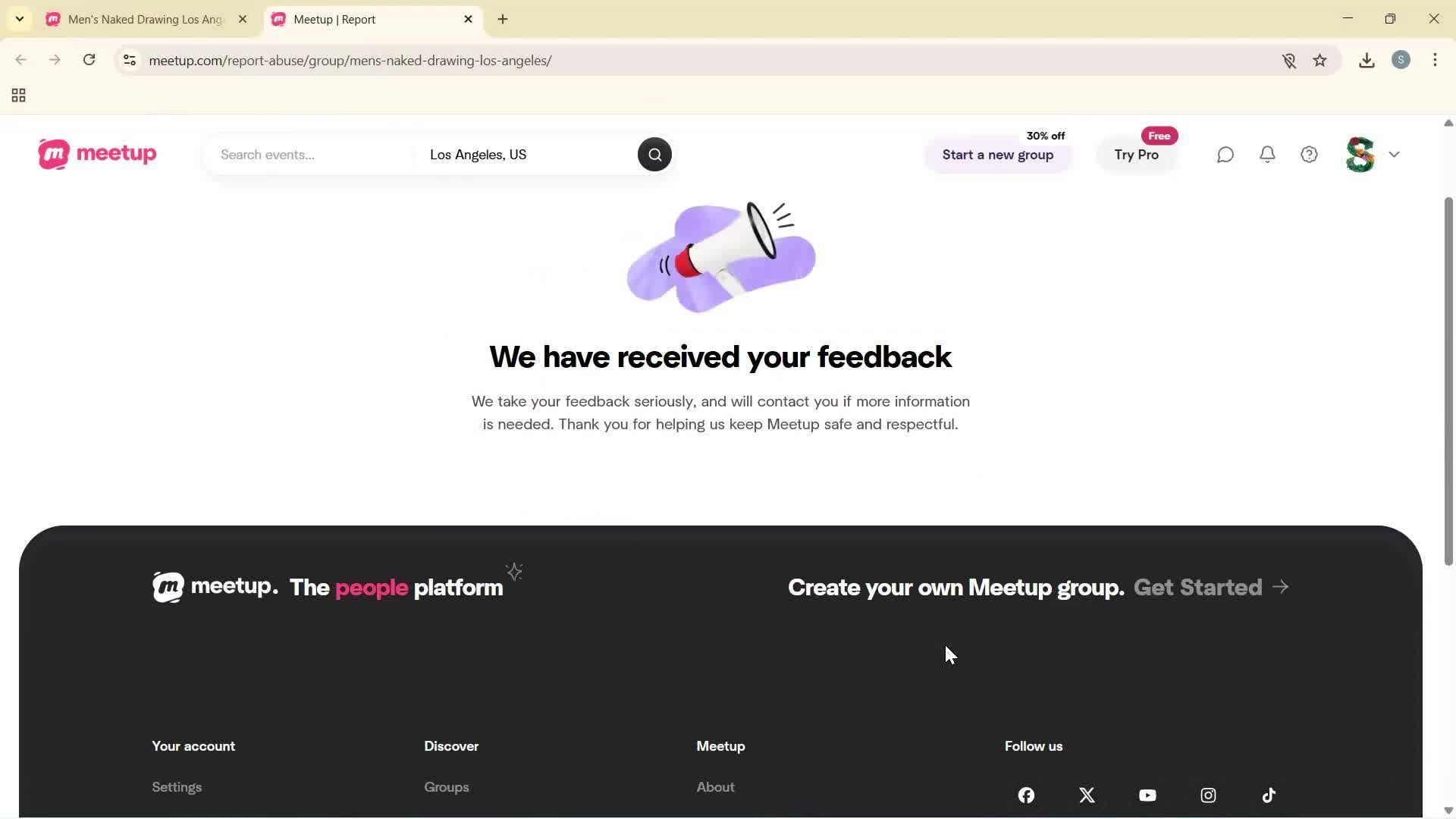 Reporting a group screenshot