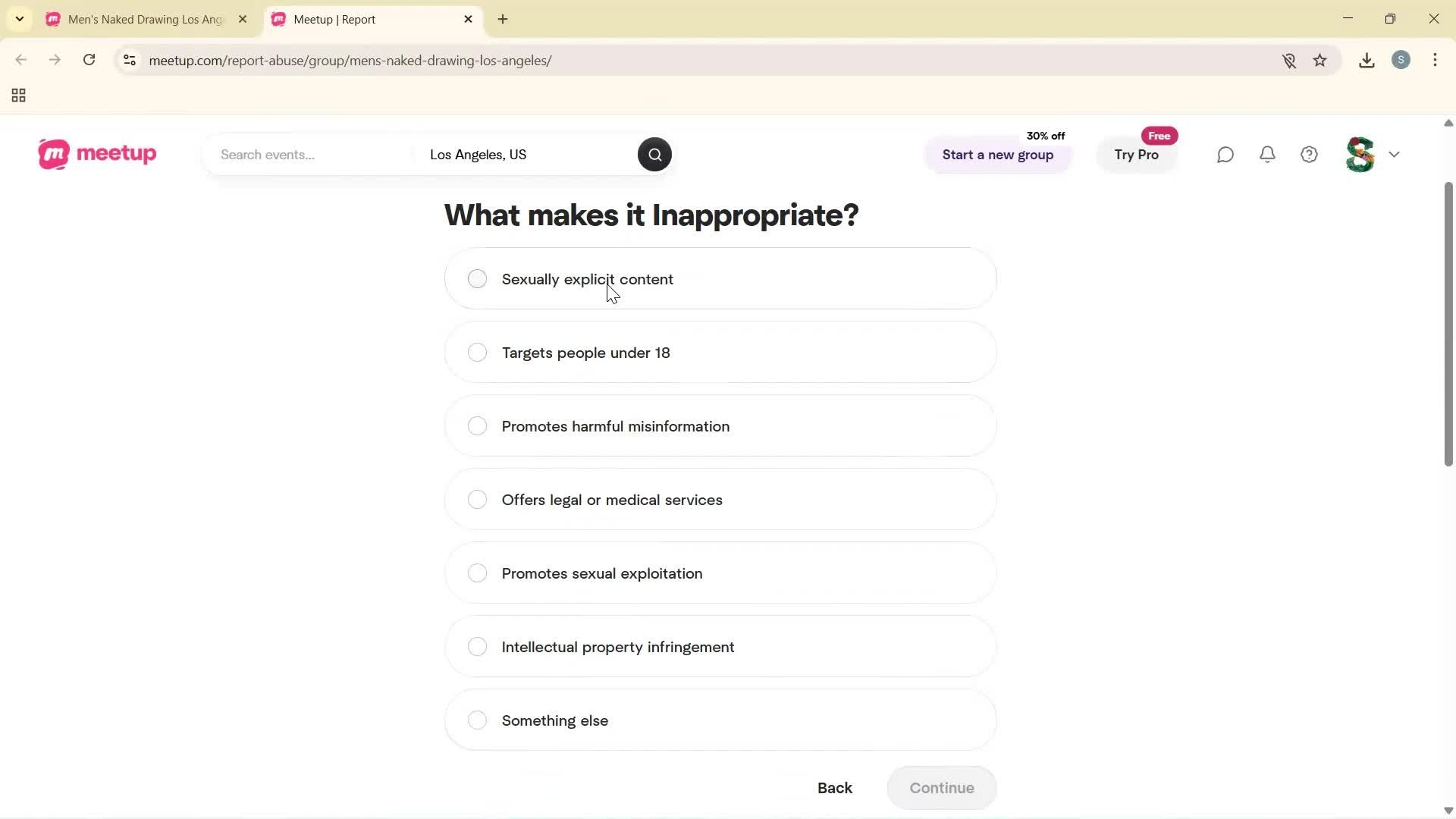 Reporting a group screenshot