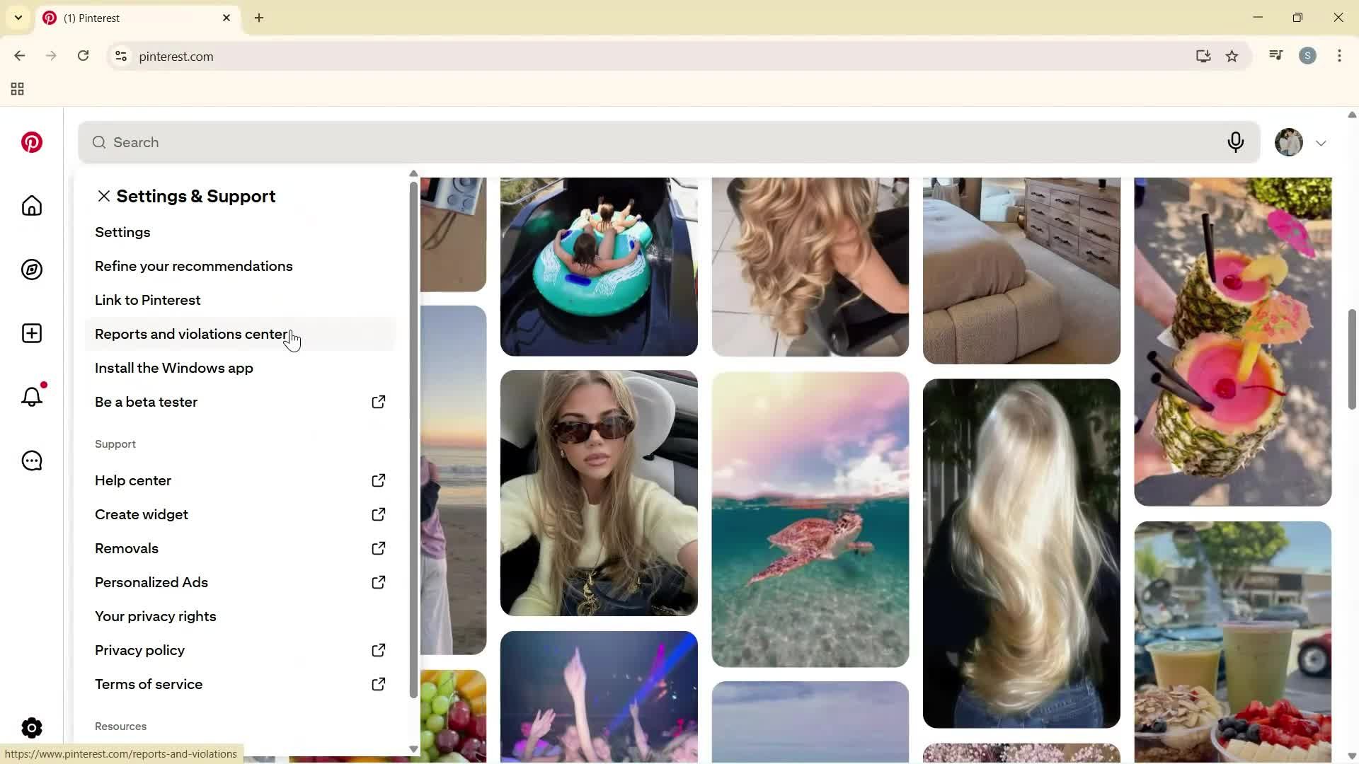 Reporting a post screenshot