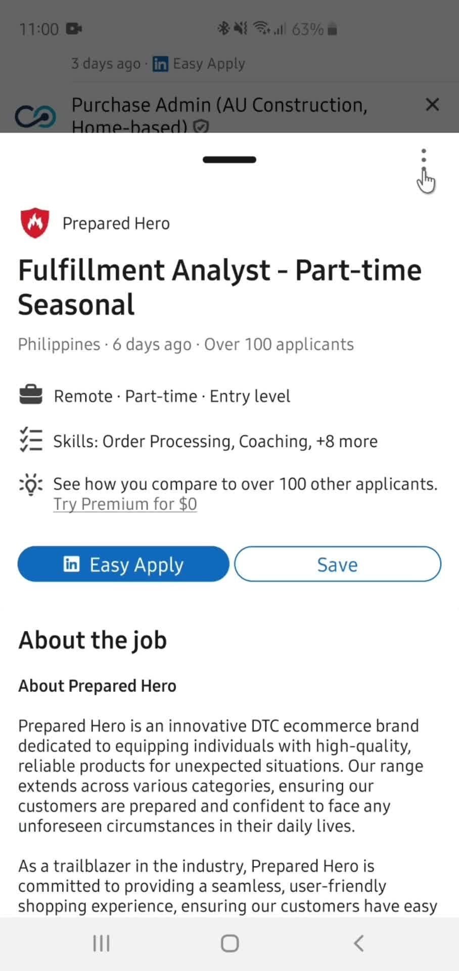 Reporting a post screenshot