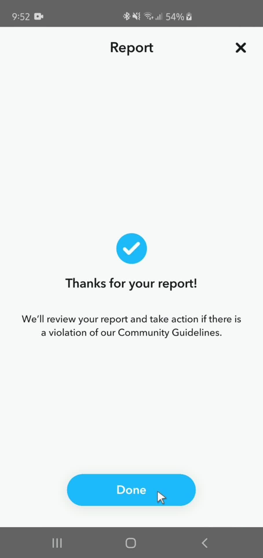 Reporting a snap screenshot