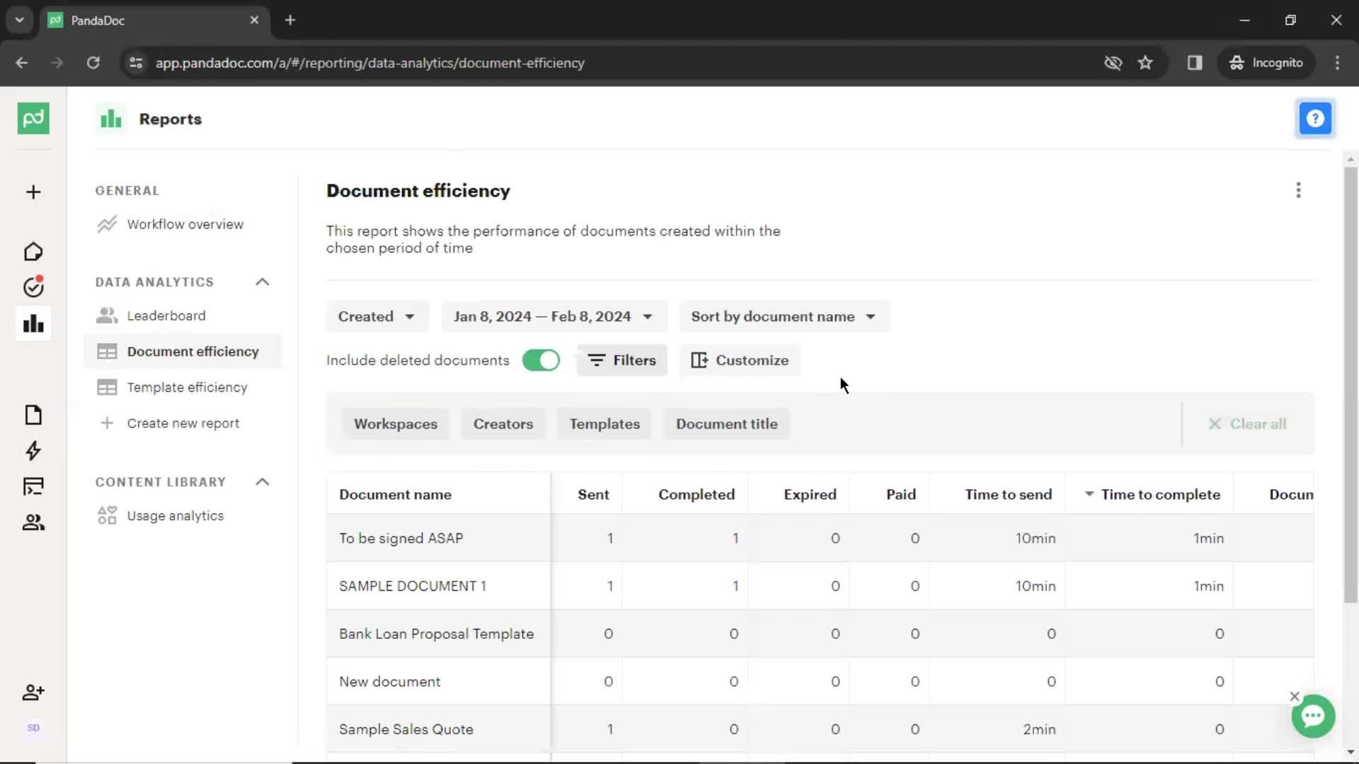 Analytics/Stats screenshot