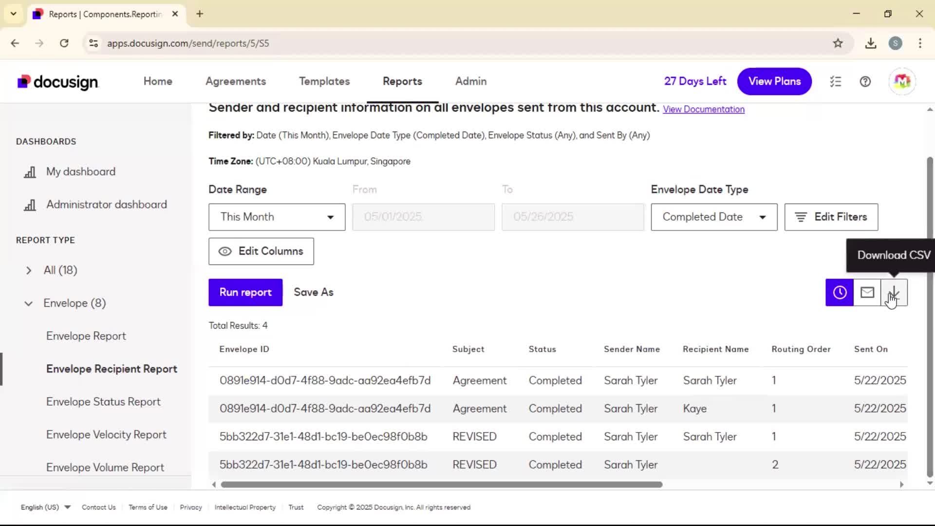 Reports screenshot