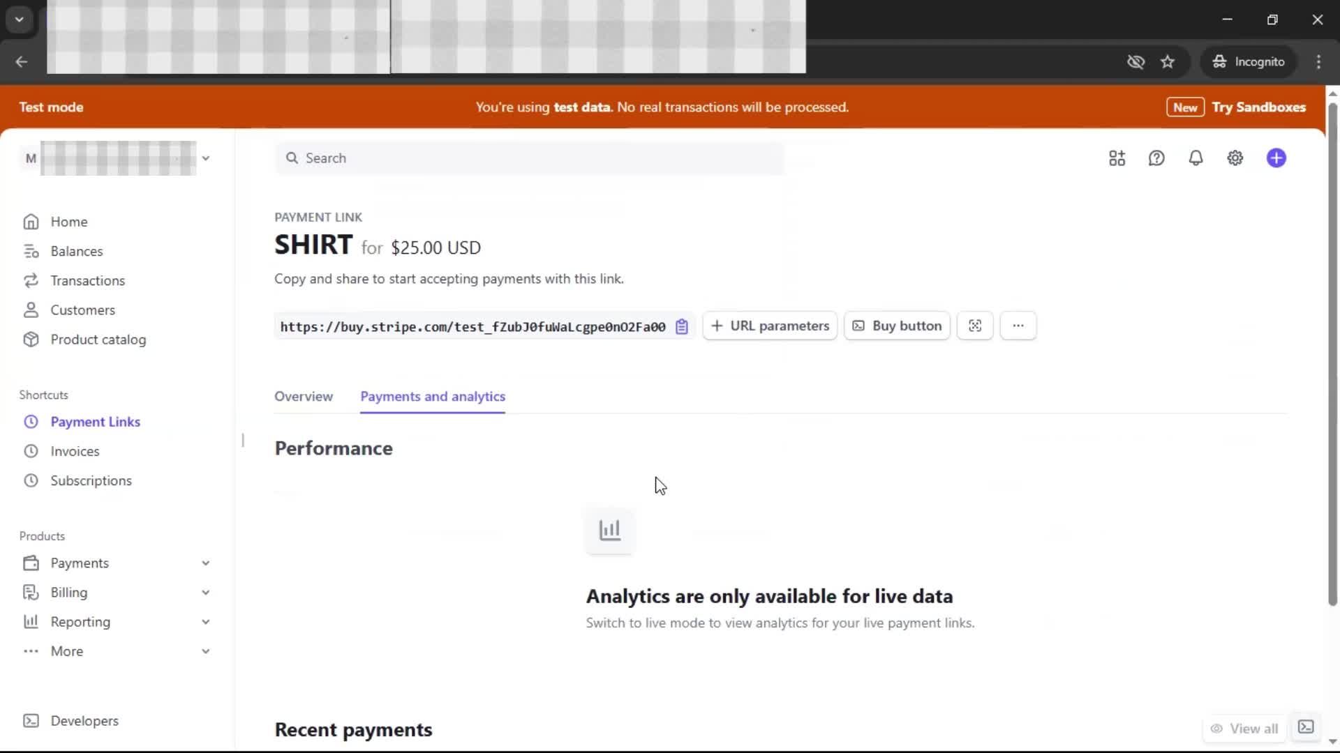 Requesting payment screenshot