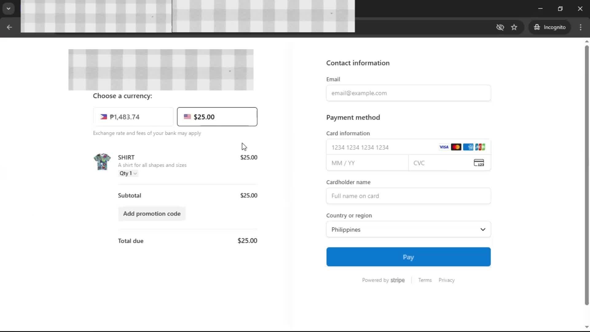 Requesting payment screenshot