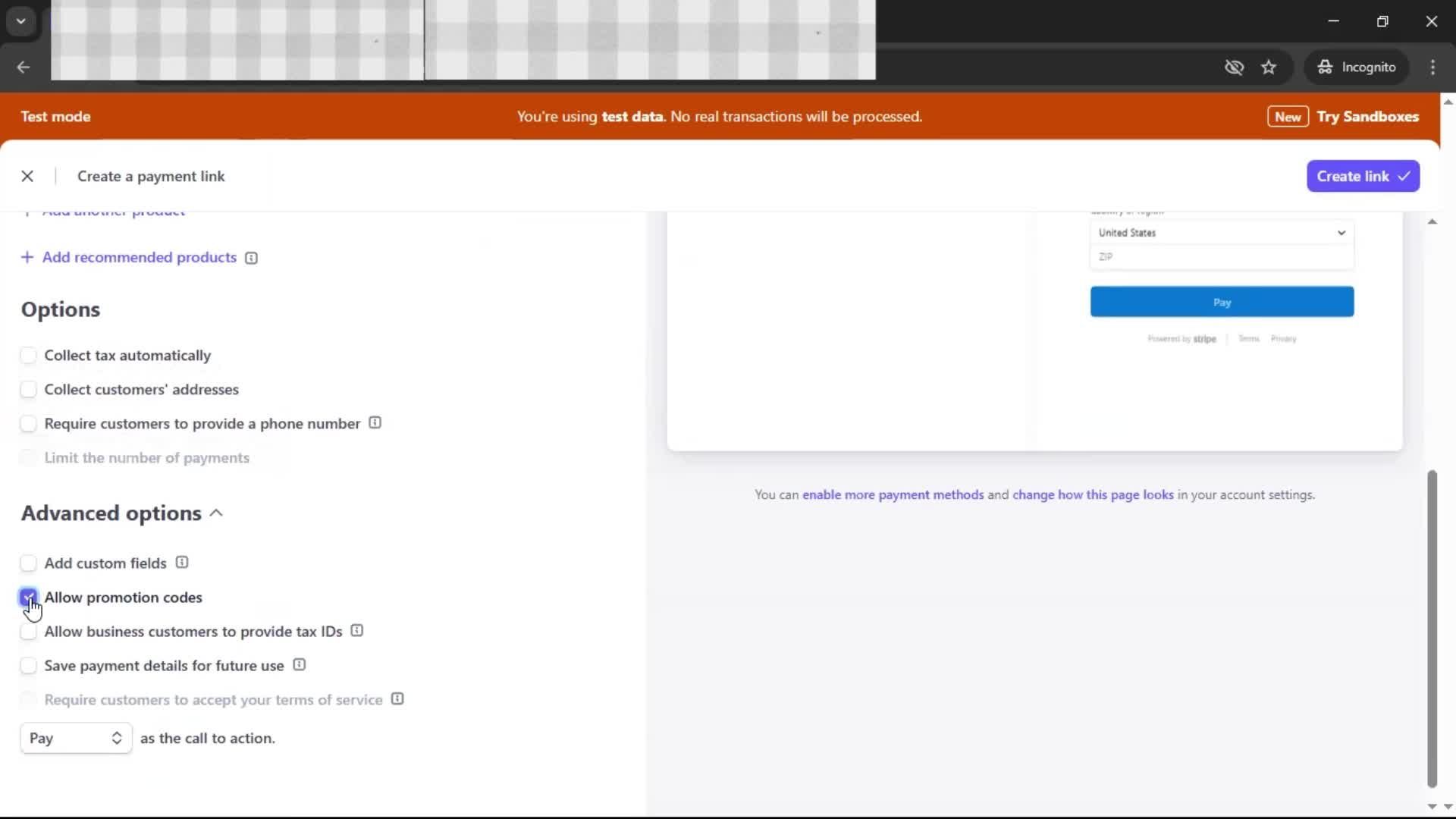 Requesting payment screenshot