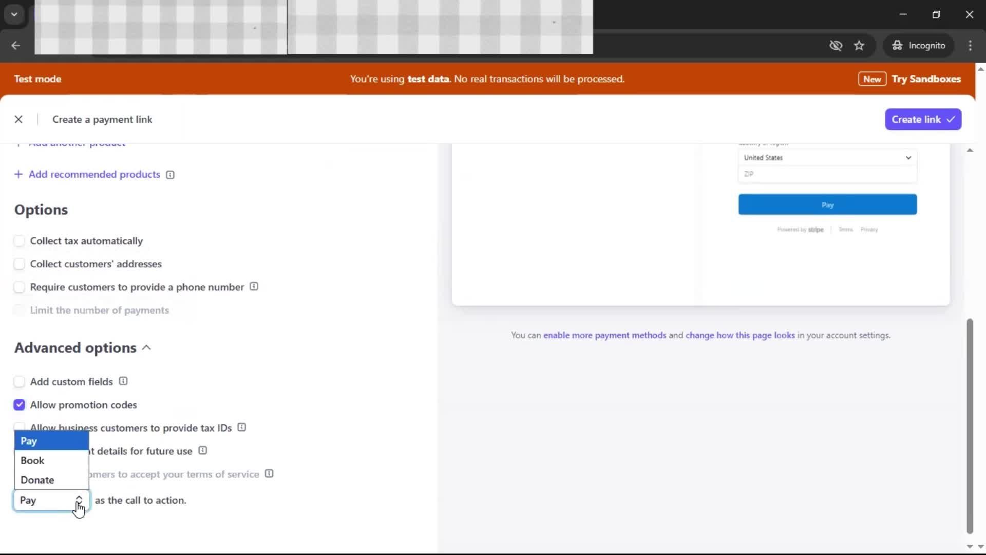 Requesting payment screenshot