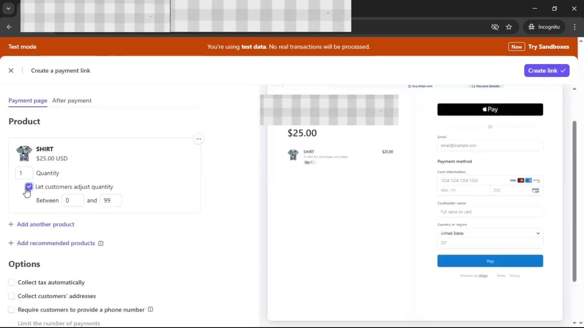 Requesting payment screenshot