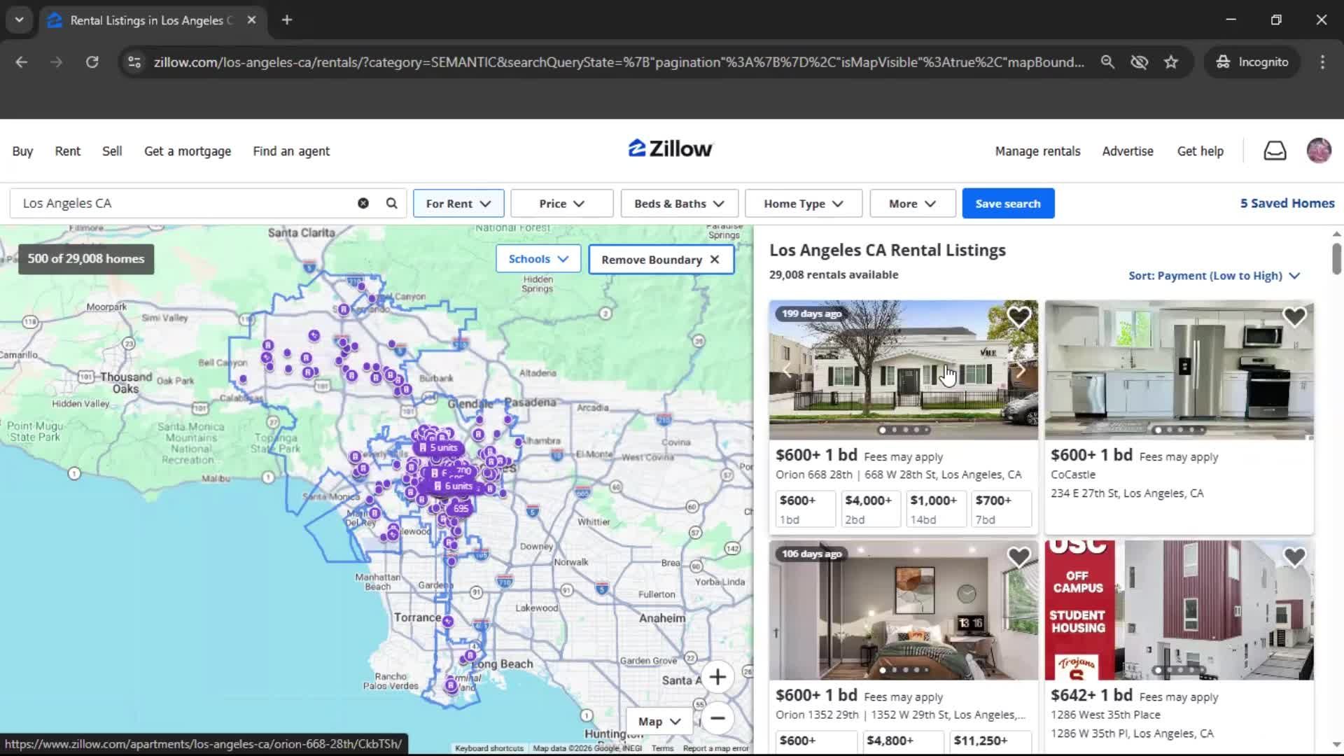 Requesting a tour screenshot