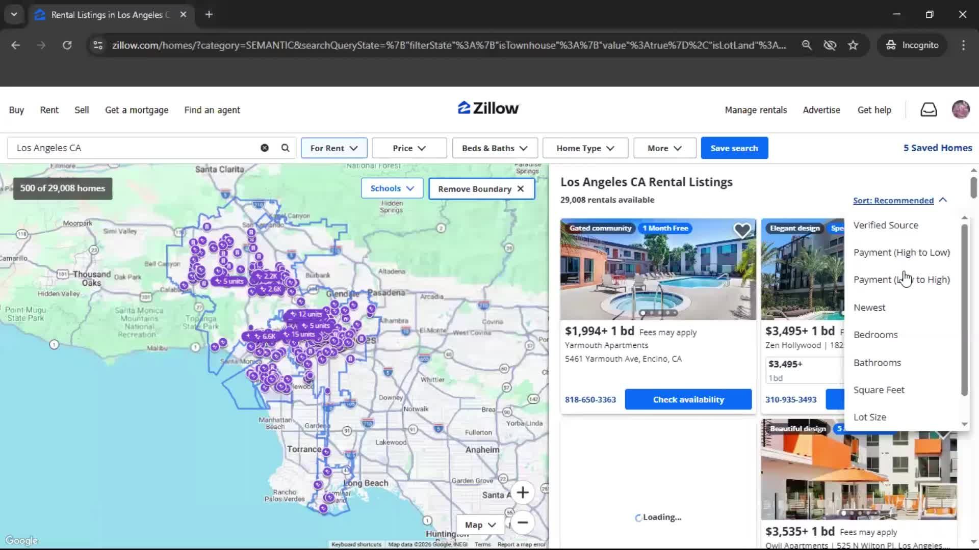 Requesting a tour screenshot
