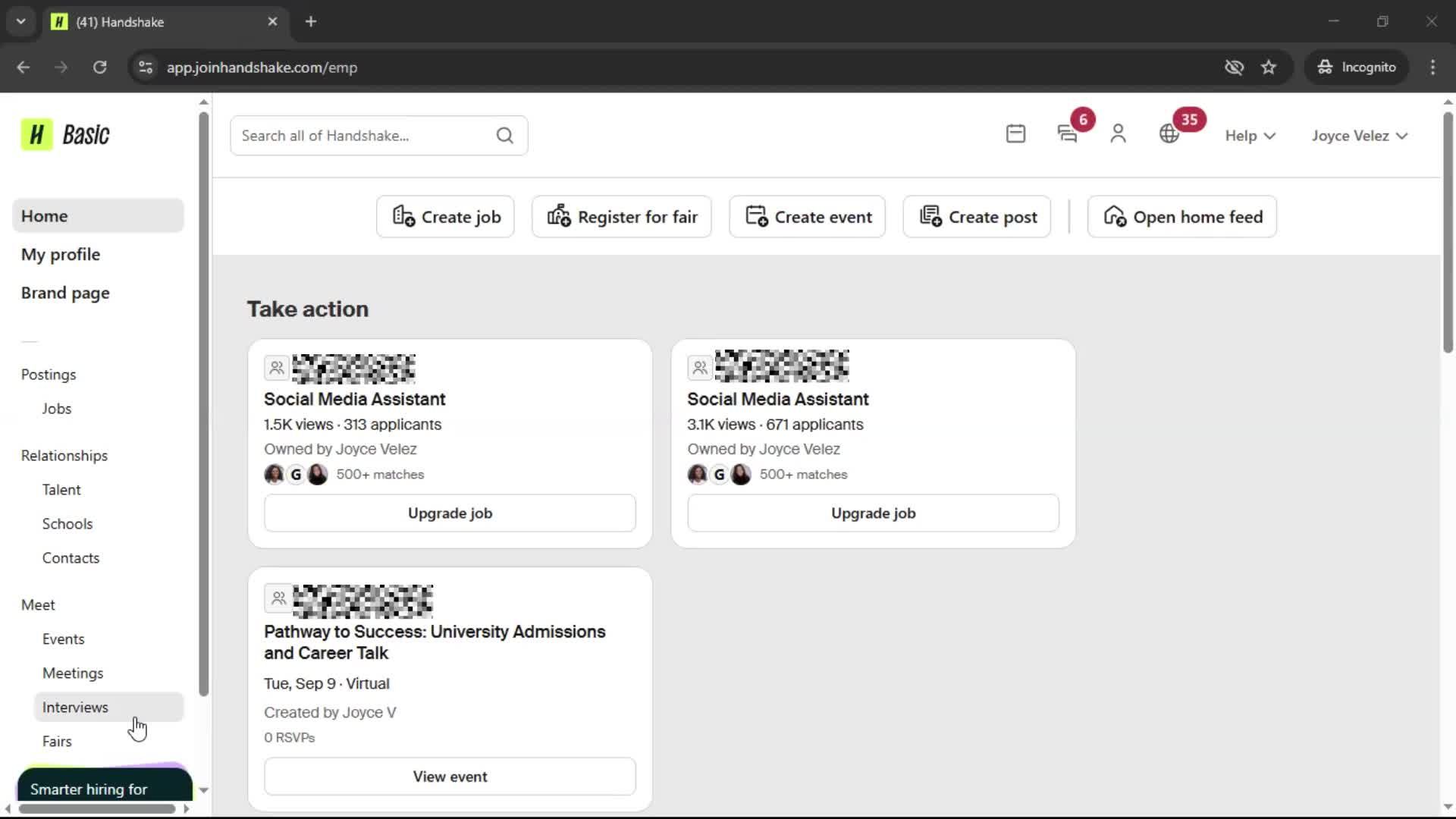 Requesting interview schedule on Handshake video thumbnail
