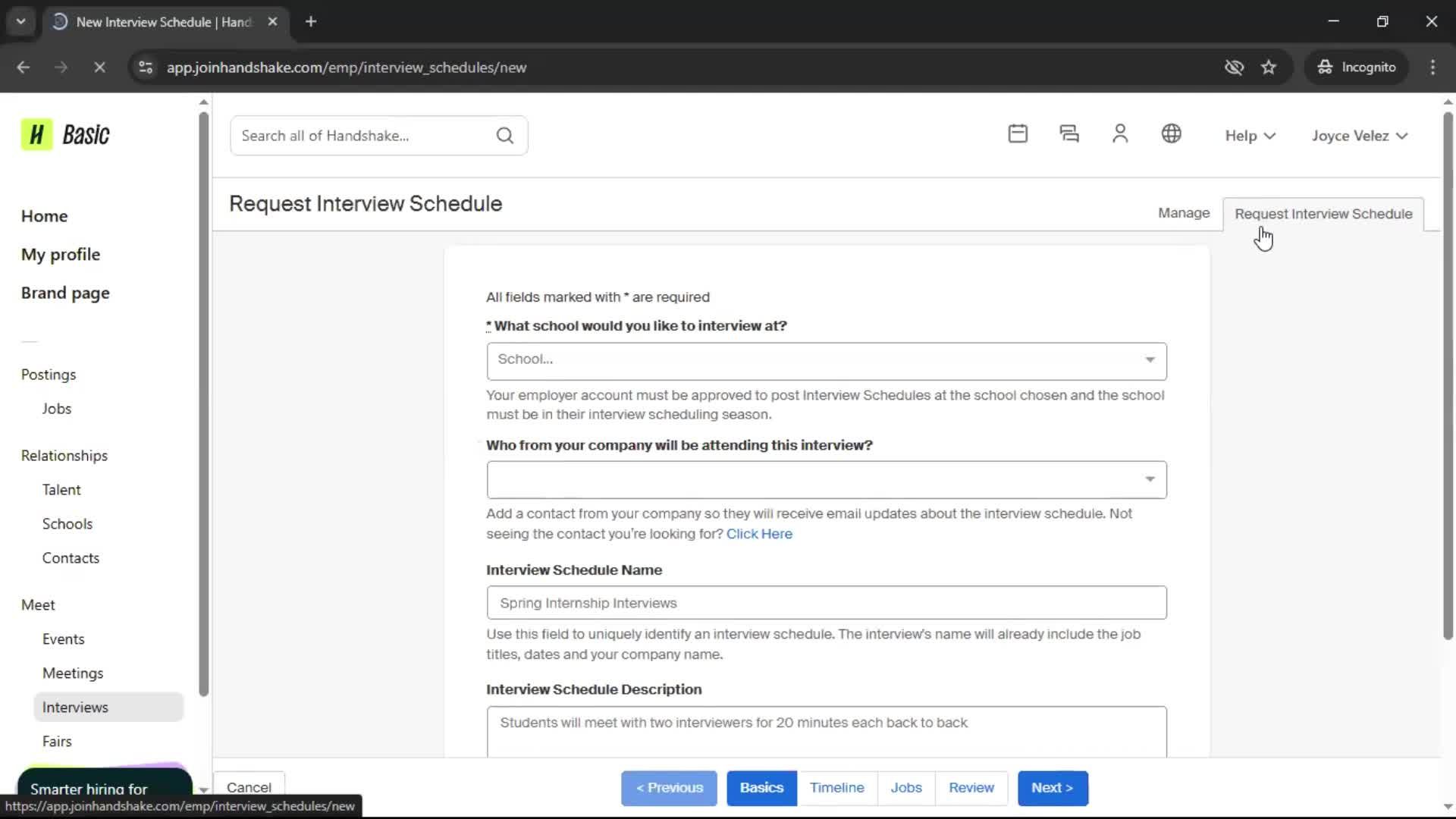 Requesting interview schedule on Handshake video thumbnail