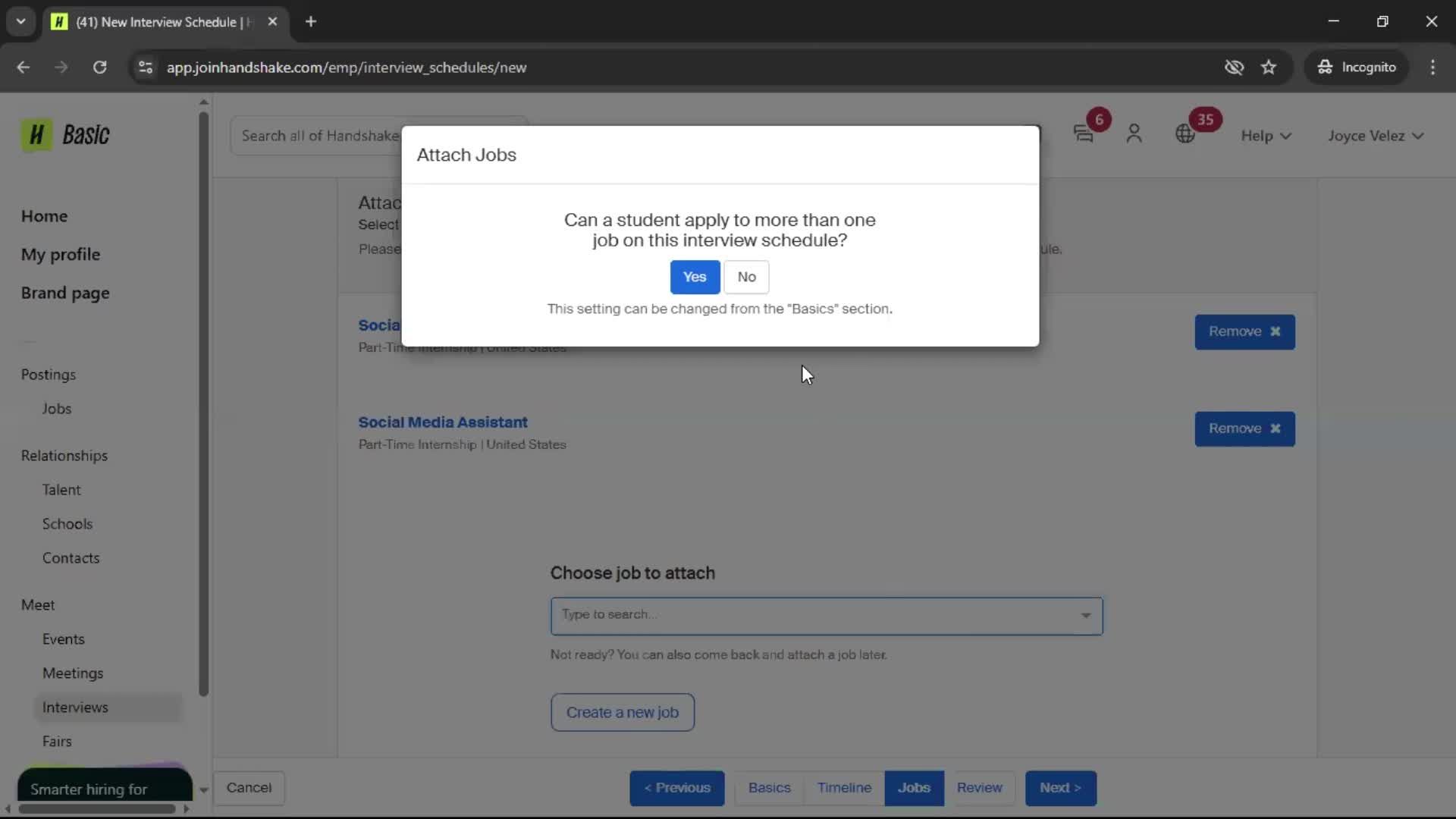 Requesting interview schedule screenshot