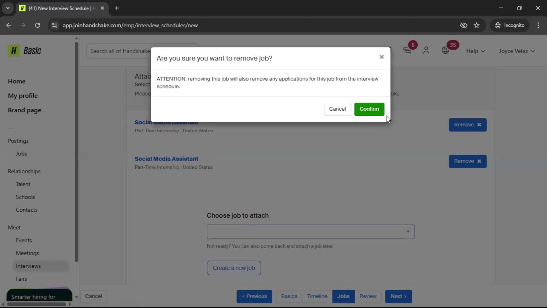 Requesting interview schedule screenshot