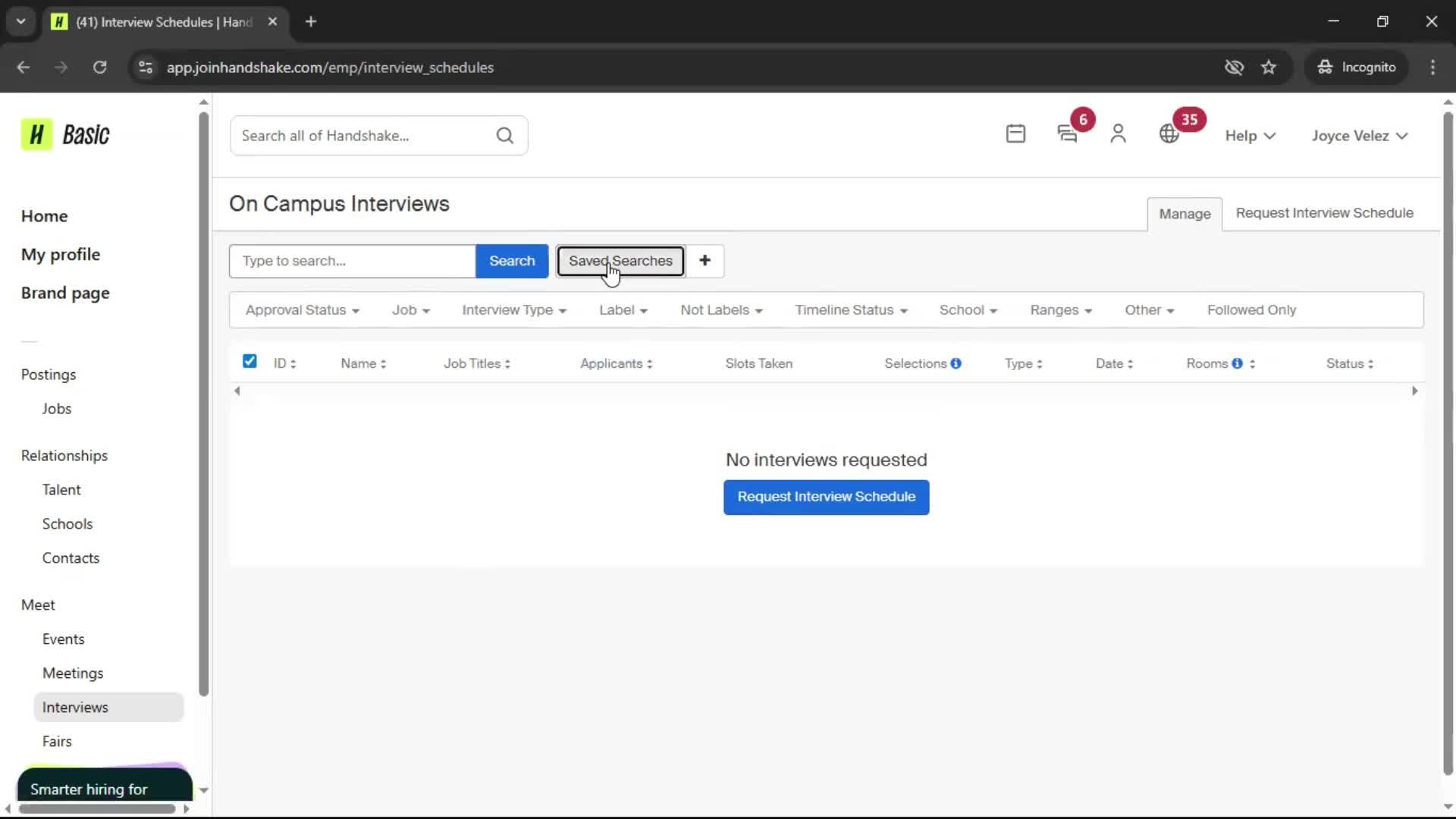 Requesting interview schedule on Handshake video thumbnail