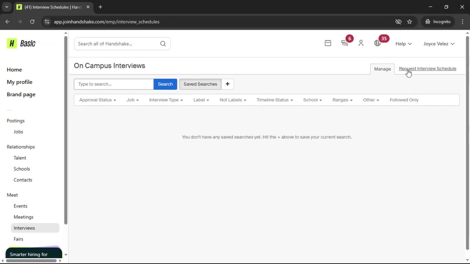 Requesting interview schedule on Handshake video thumbnail