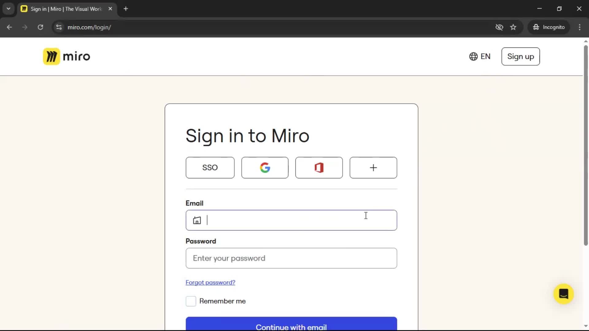 Resetting password screenshot