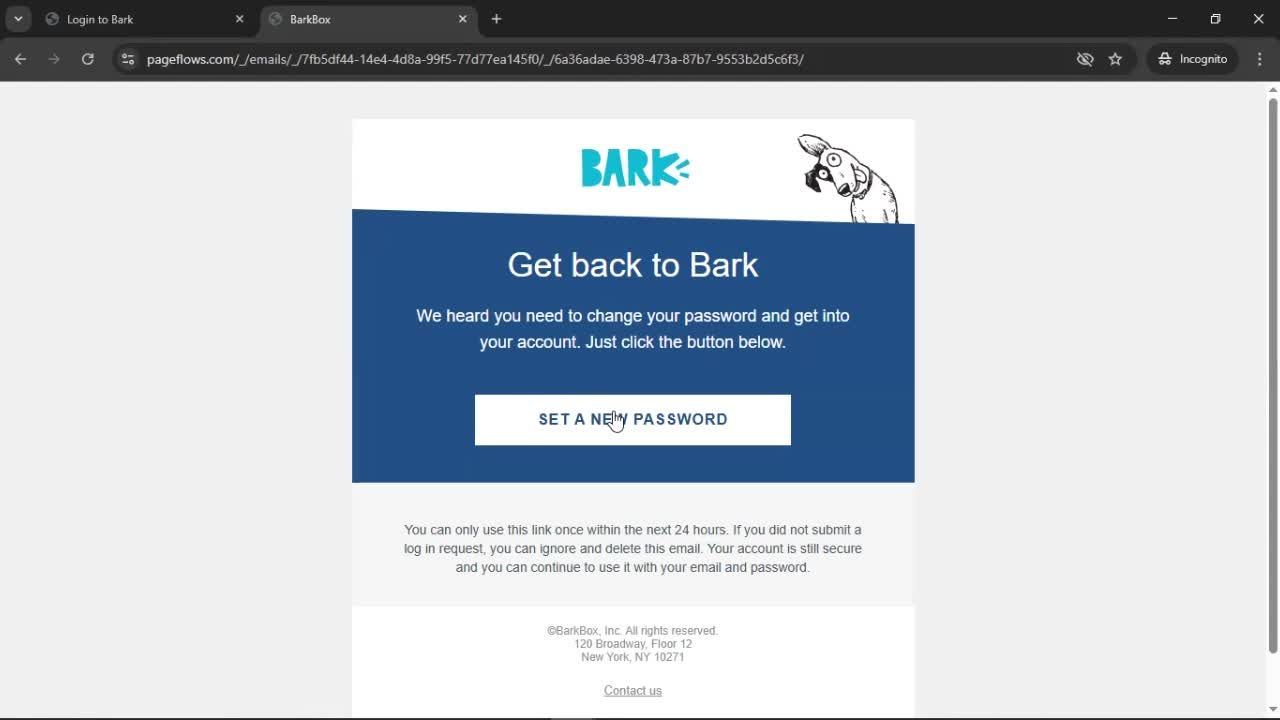 Resetting password screenshot