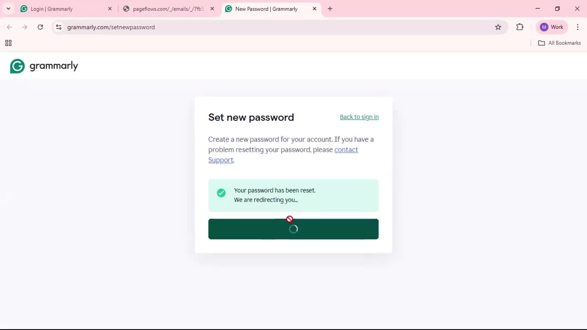 Resetting password screenshot