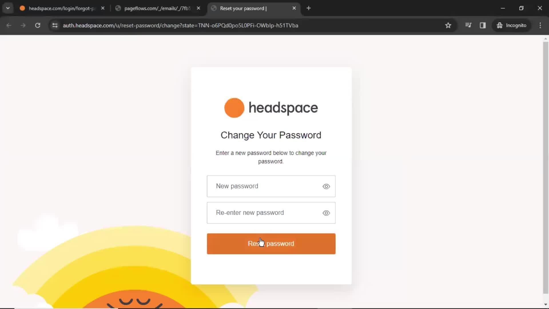 Changing password on Headspace video thumbnail