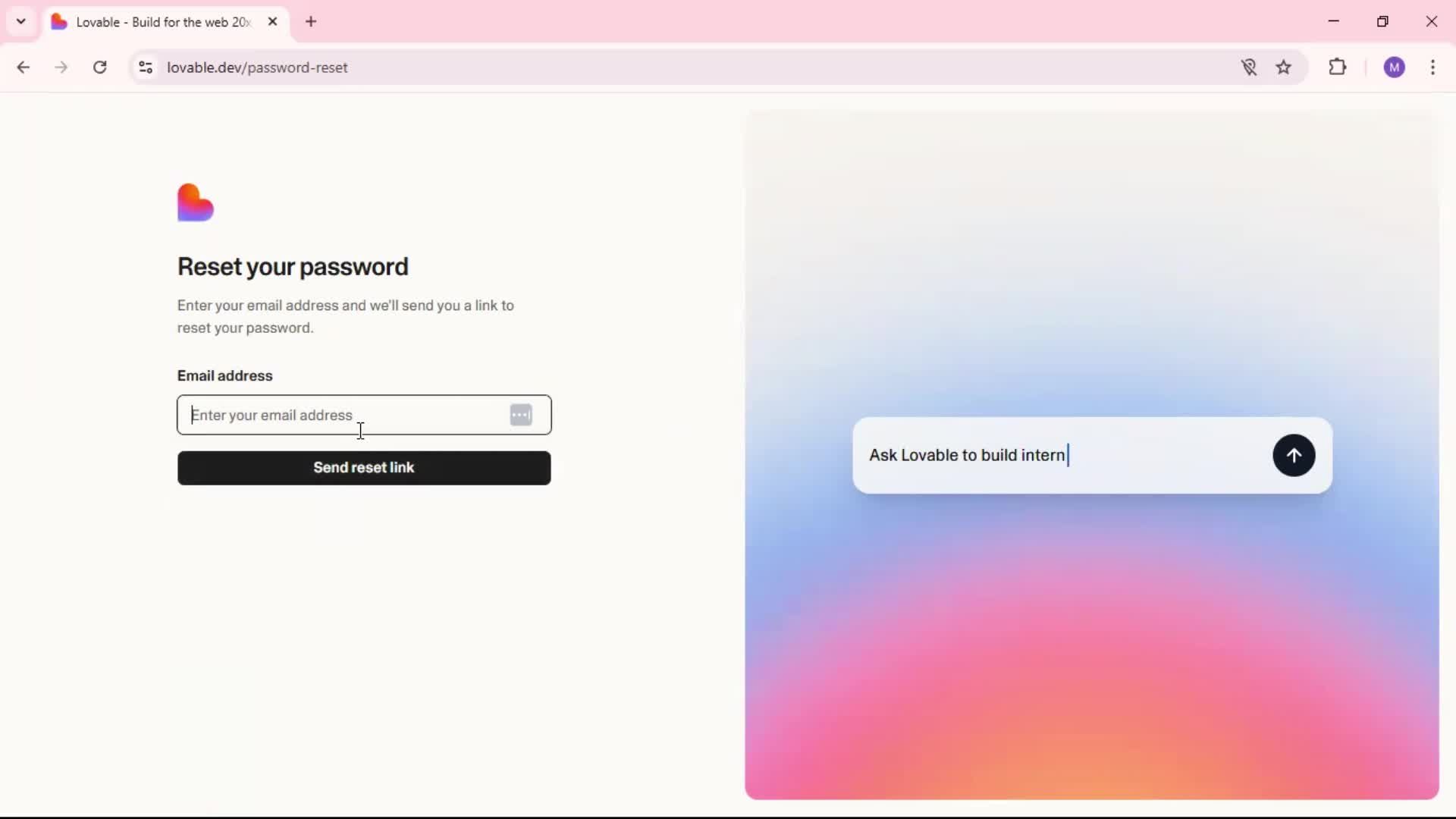 Resetting password screenshot
