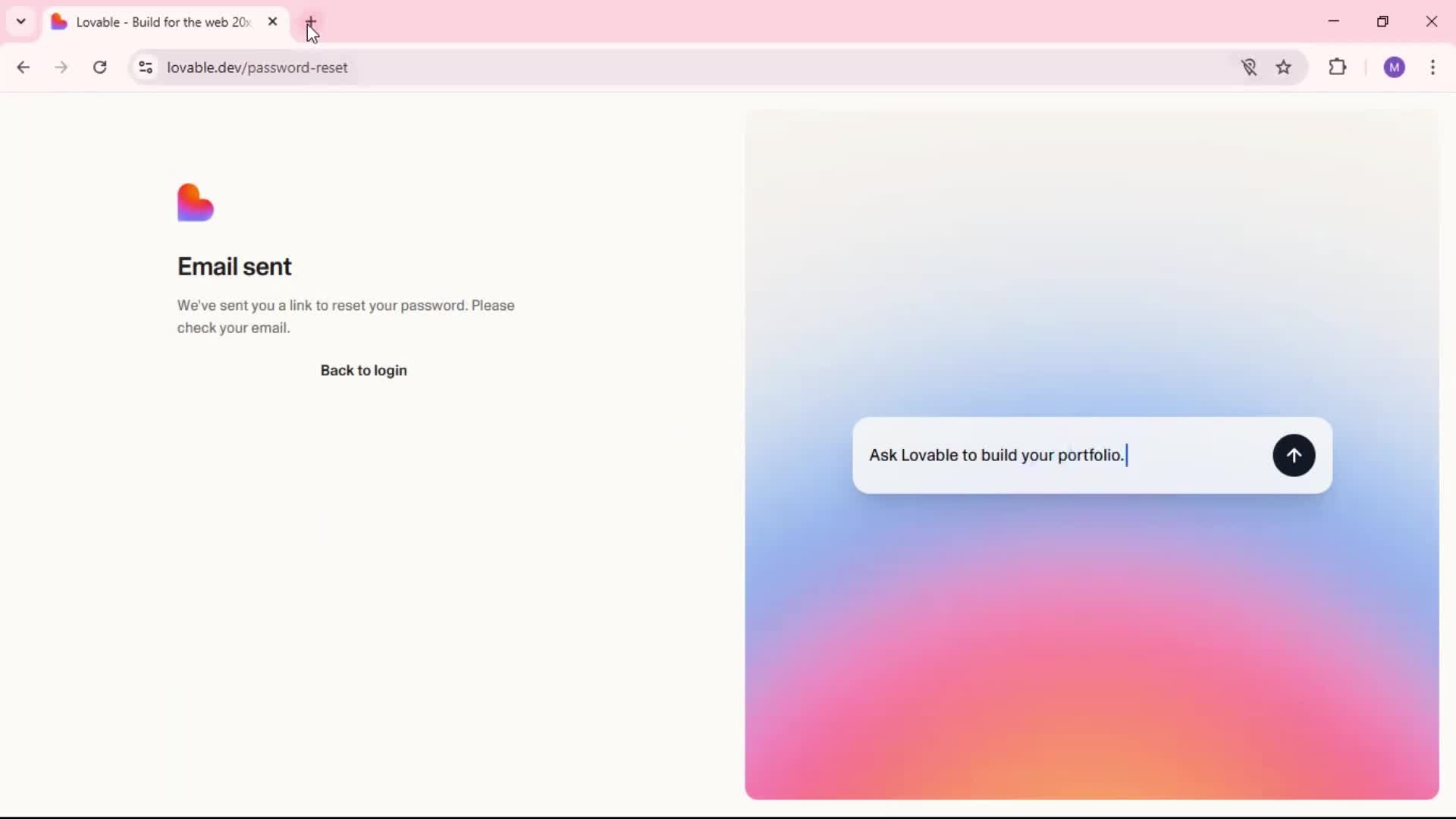 Resetting password screenshot