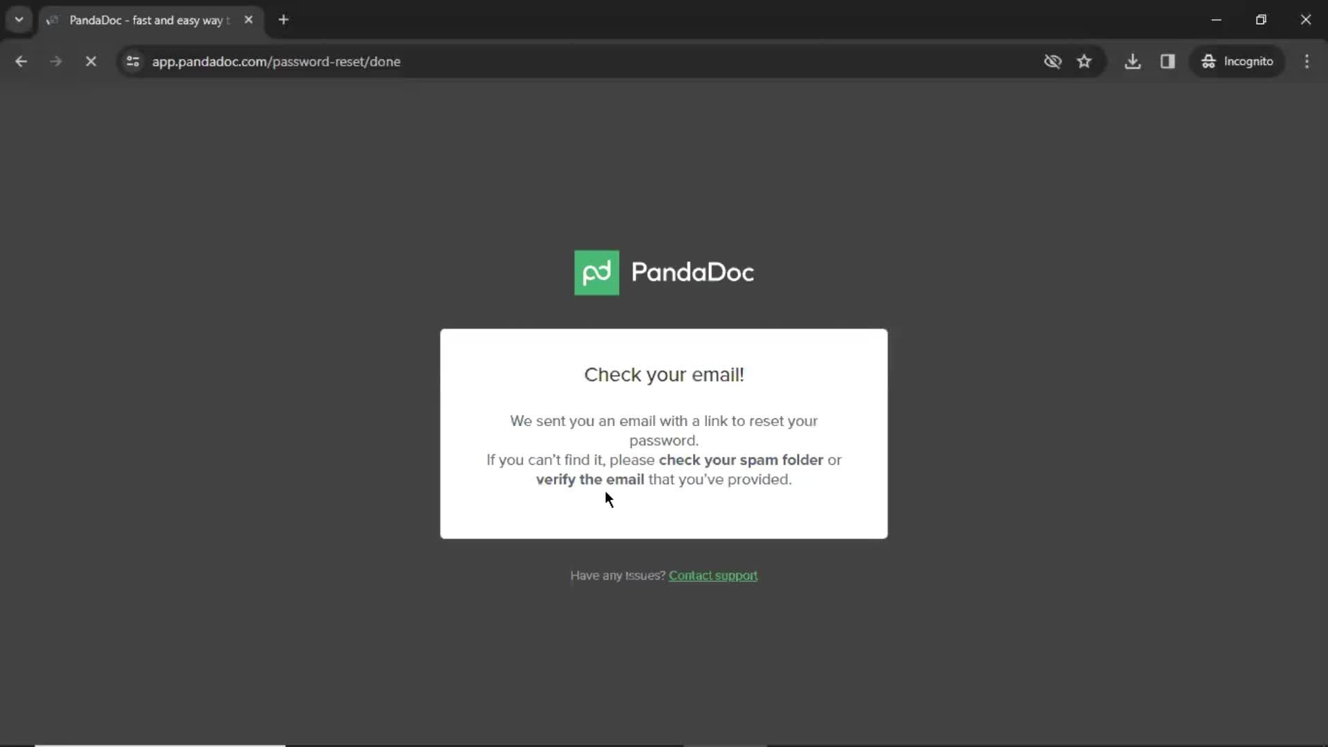 Resetting password on PandaDoc video thumbnail