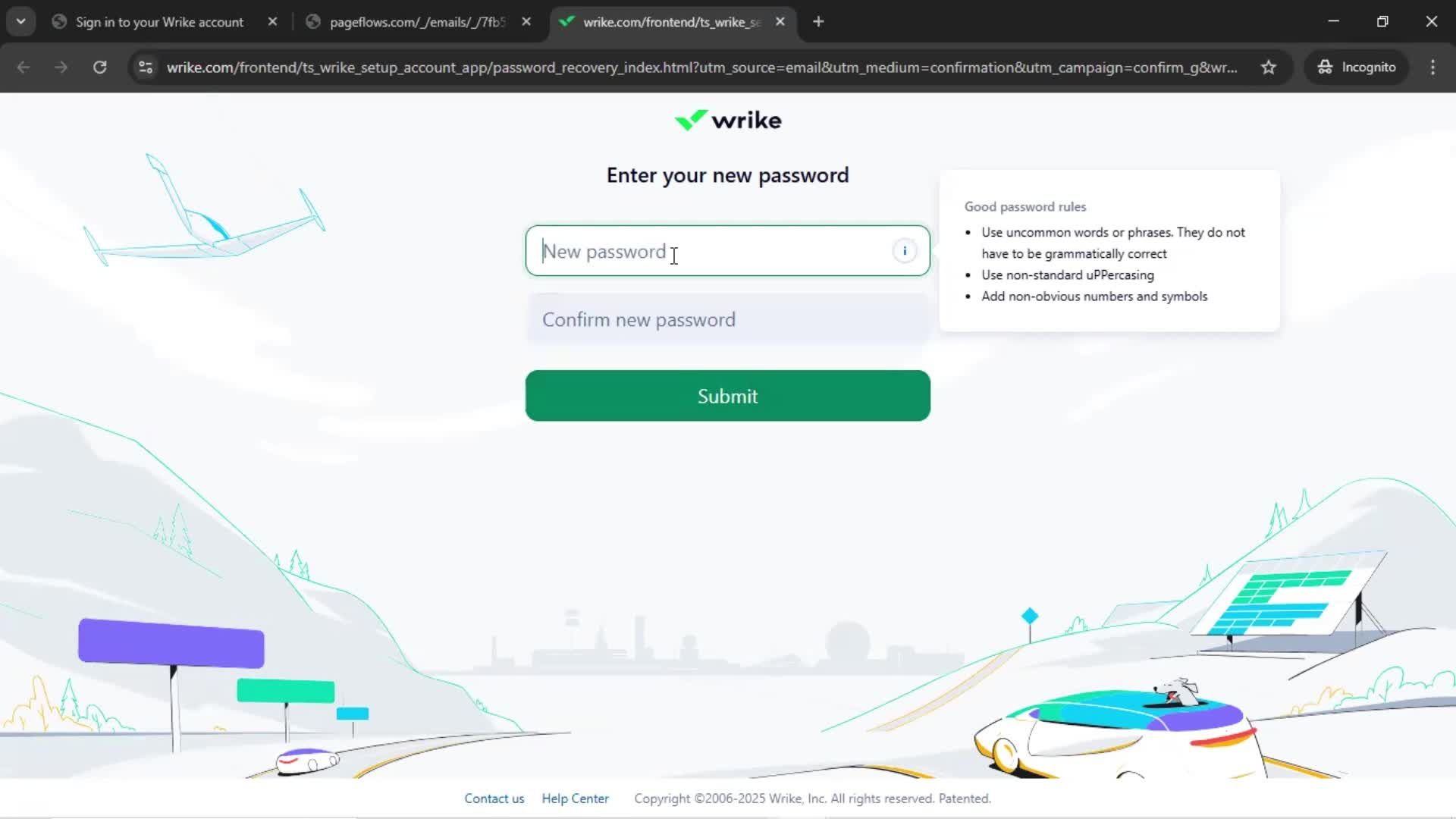 Resetting password screenshot