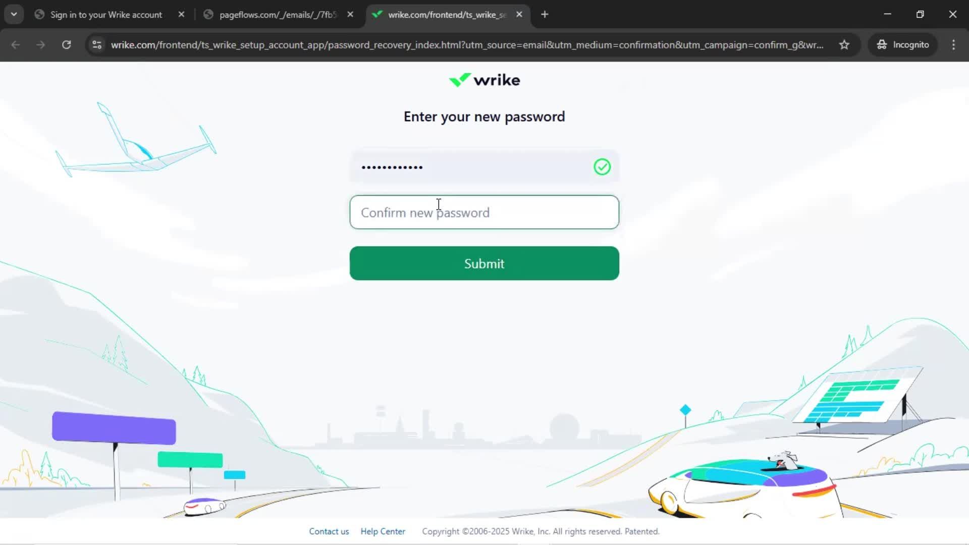 Resetting password screenshot