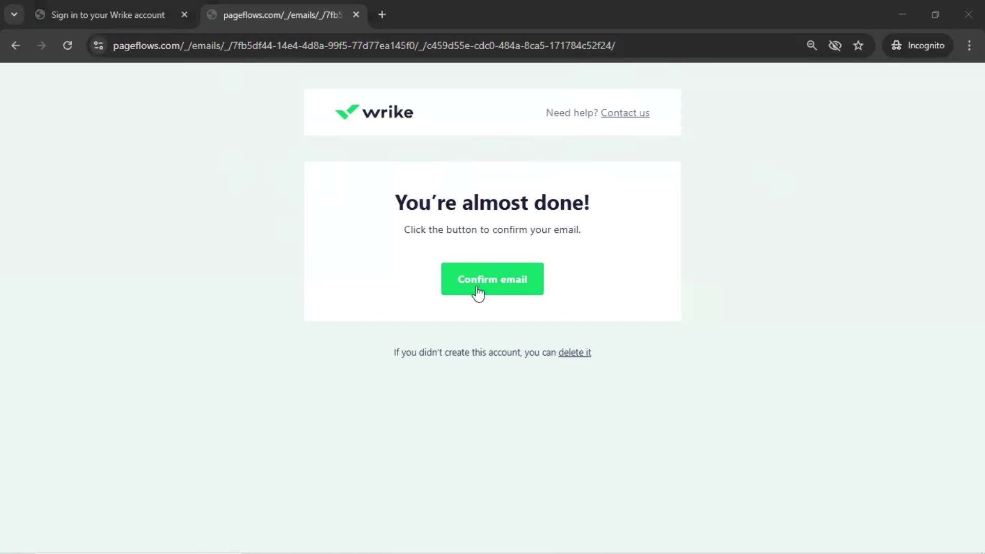 Resetting password screenshot